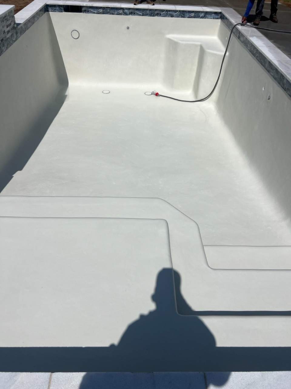 Compact Geometric Pool with Crisp White Interior by Pinnacle Pools and Spas - DFW