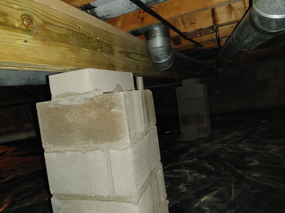 Crawl space encapsulation and Waterproofing using Structural Wood and Steel Reinforcements by Toledo Basement Repair 