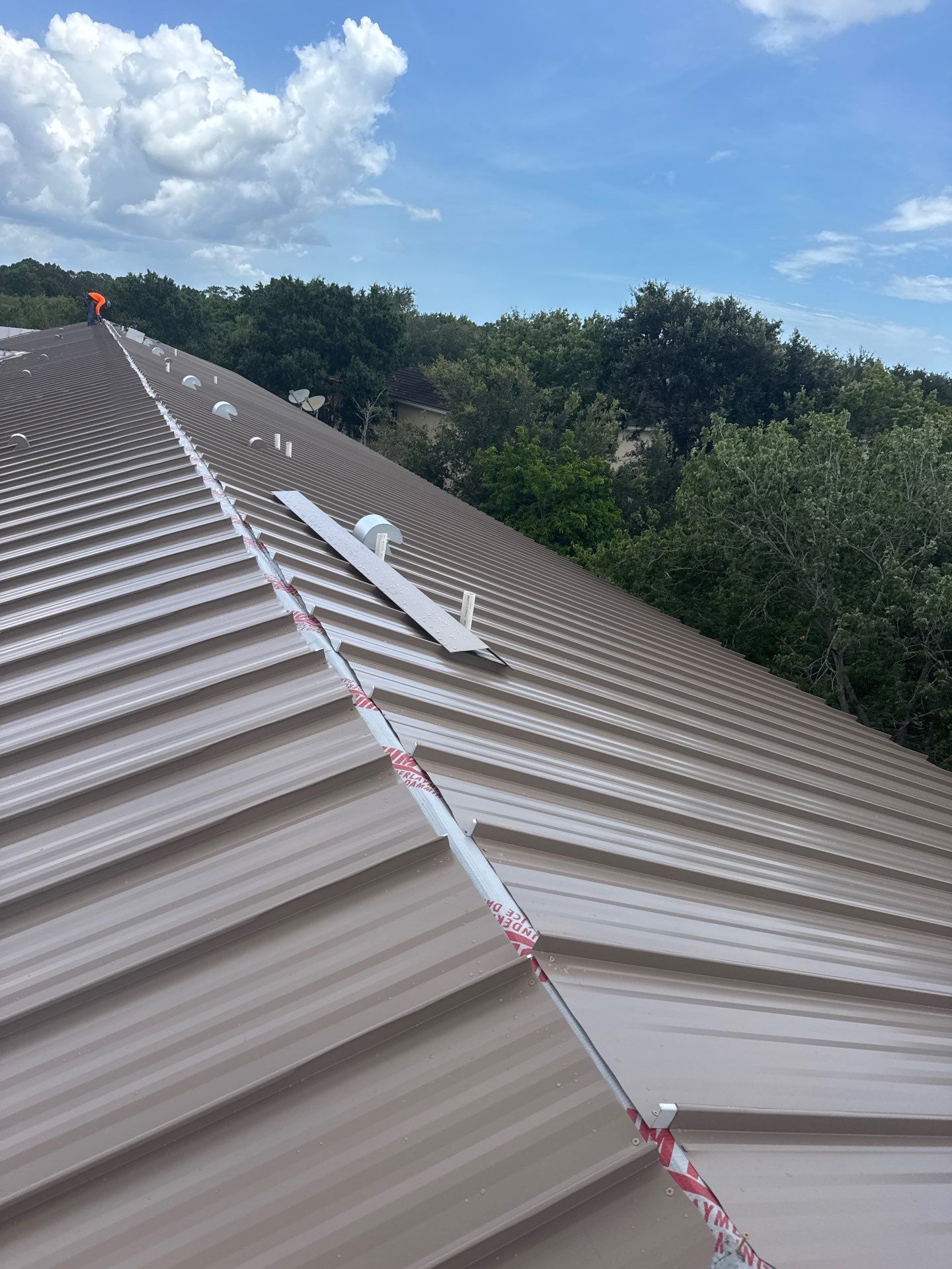 24ga 1.5" Mechanical Seam Buckskin  by Total Roofing System The Metal Roof Experts