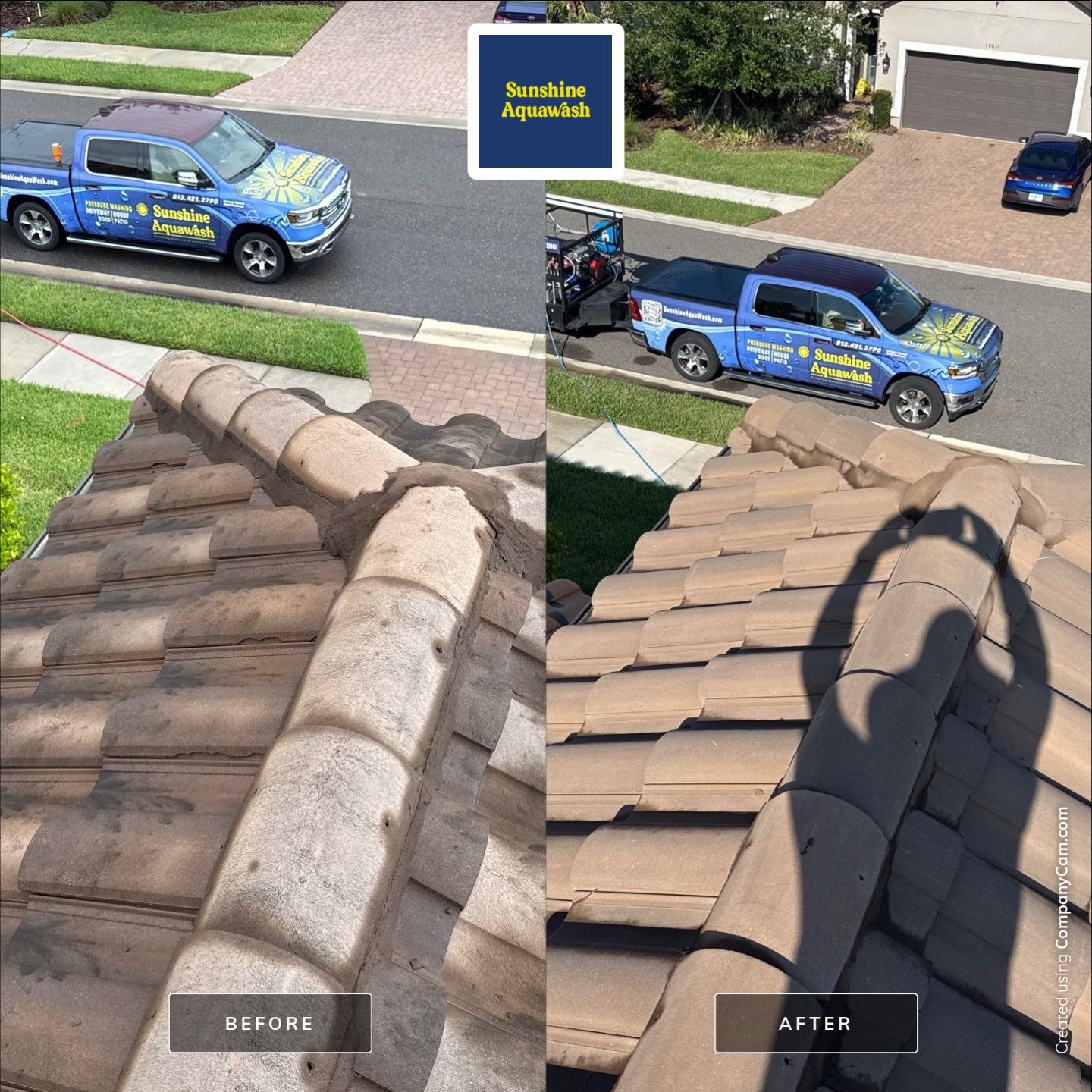 Concrete Tile Roof, Paver Driveway & Lanai Cleaning – Artisan Lakes Esplanade, Palmetto, FL by Sunshine AquaWash