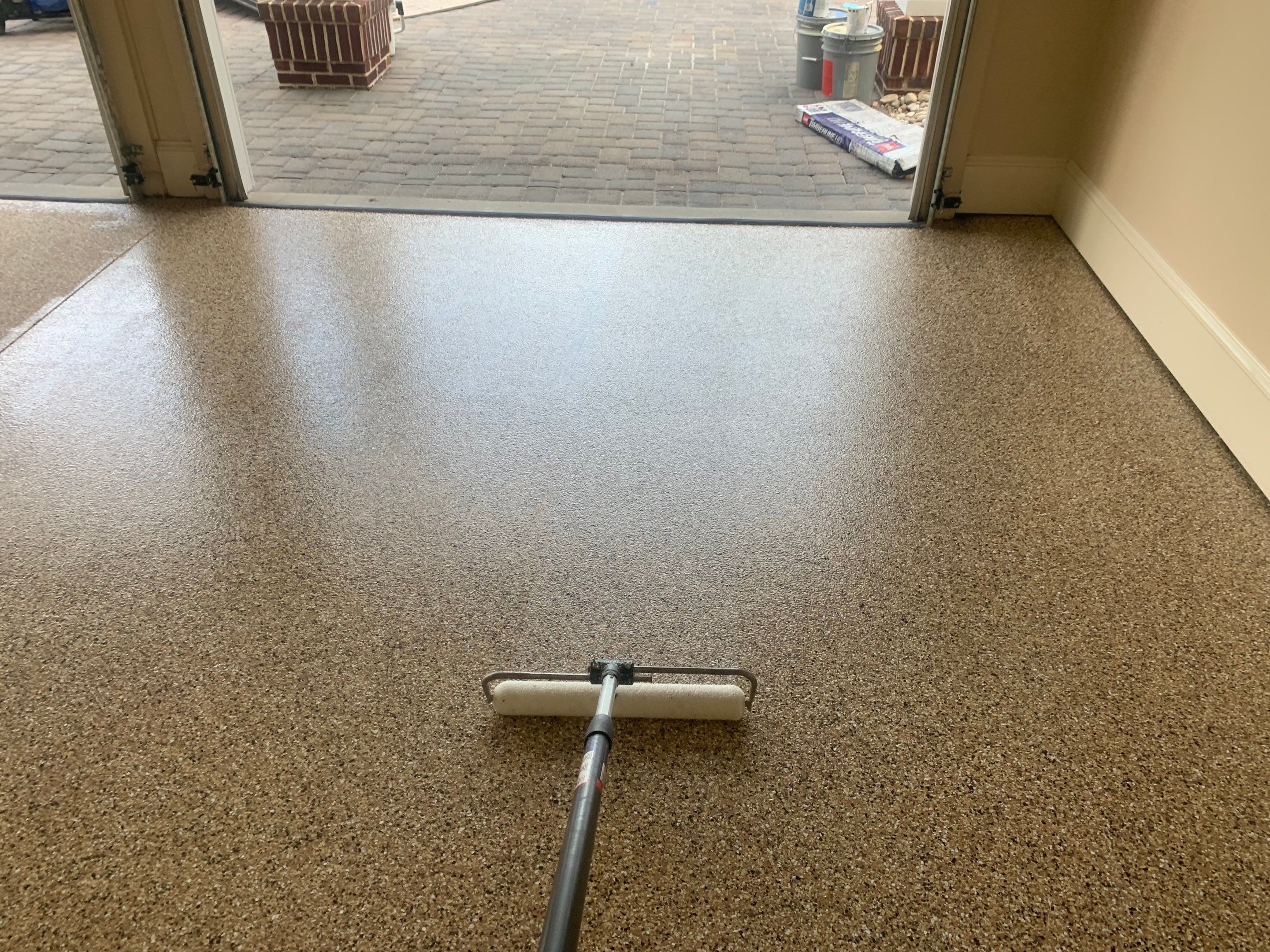 Garage TransFLOORmation using Sandstone by Innovative Concrete Coatings 