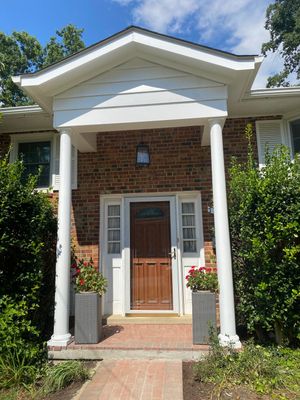 porch using Brick pavers, porch columms , rooff update