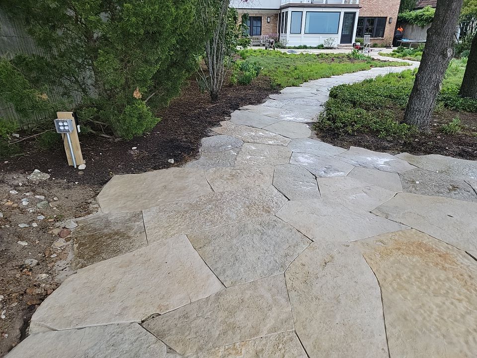 Evanston, IL stone patio cleaning by Northern Power Washing LLC.