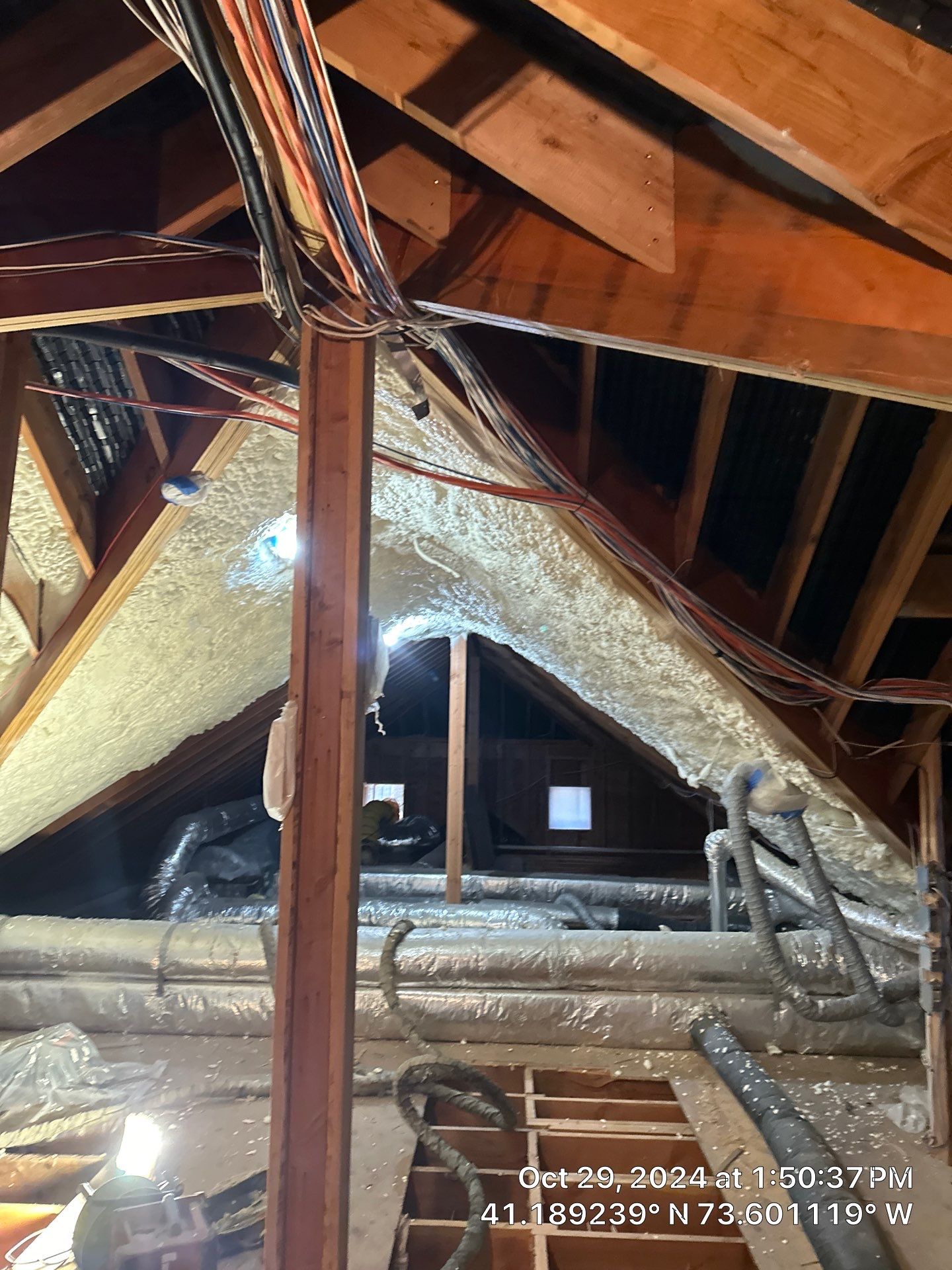 Attic Insulation using open cell spray foam by NYS Foam & Energy