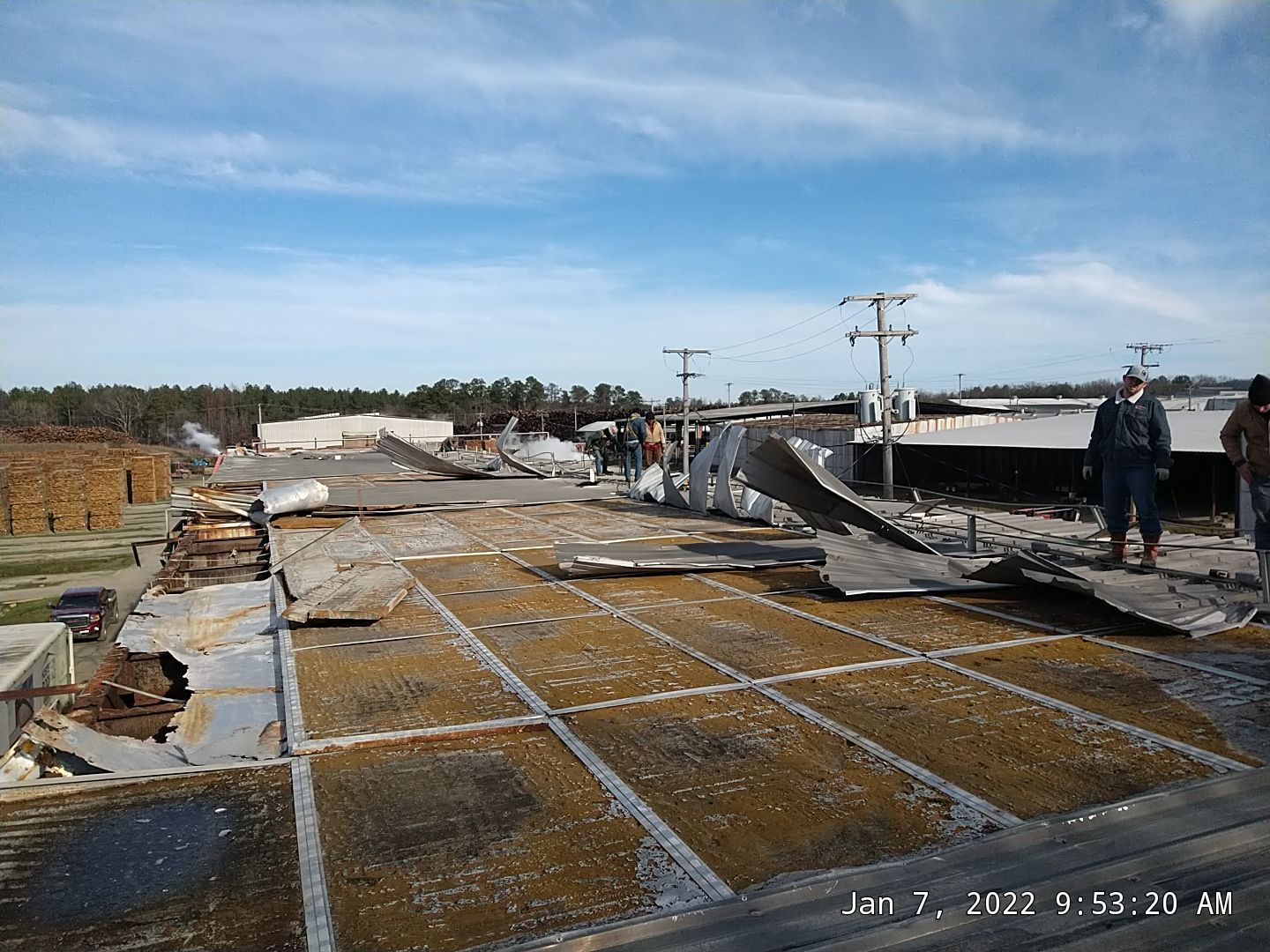 Commercial Roofing Installation using Aluminum Roofing panels by Hostetler Roofing