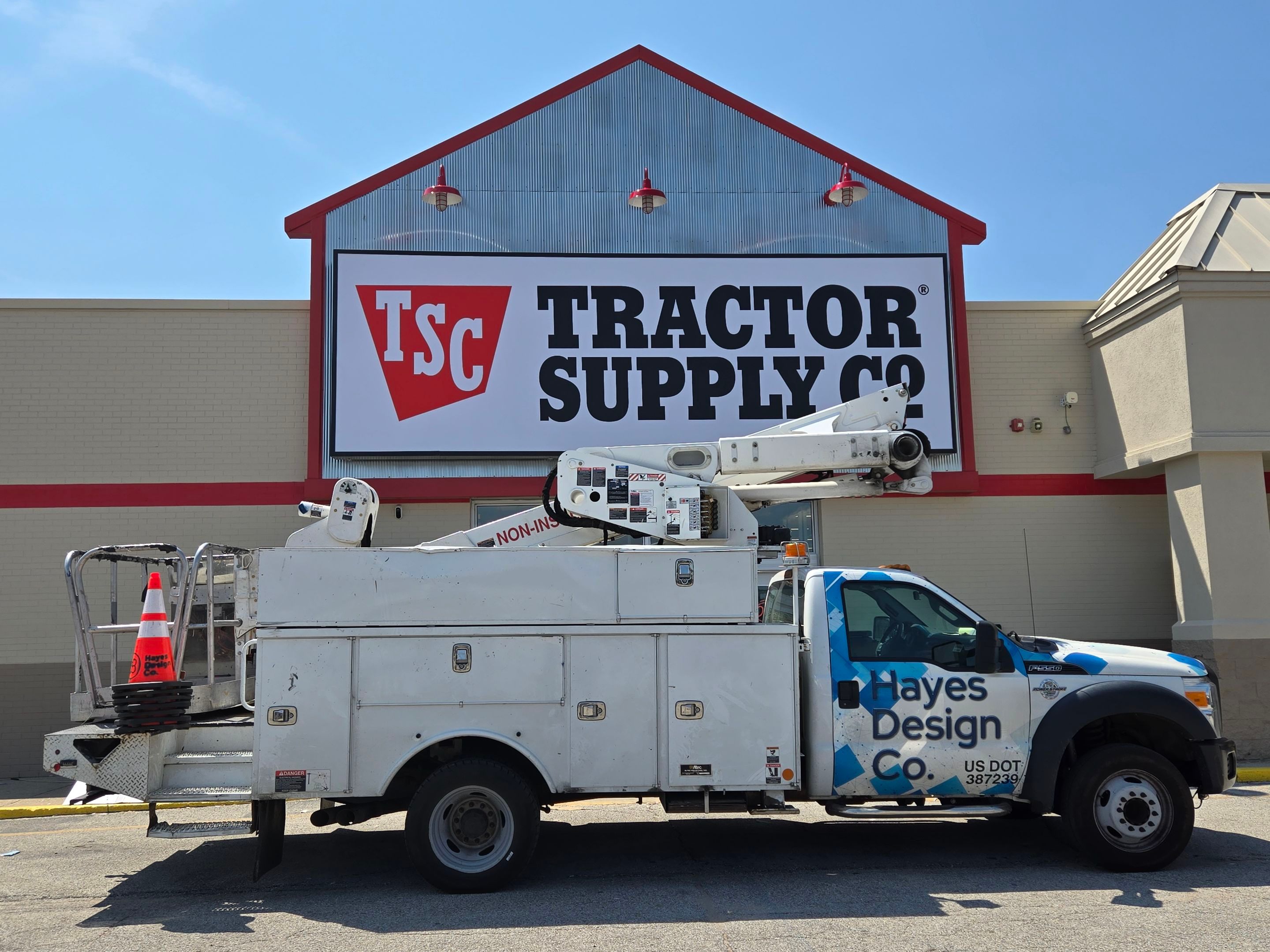 Commercial Building Signage and Exterior Lighting Installation in Knox by Hayes Design co