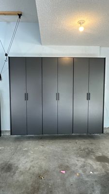 Shawn S. upgraded his garage with cabinets and slatwall