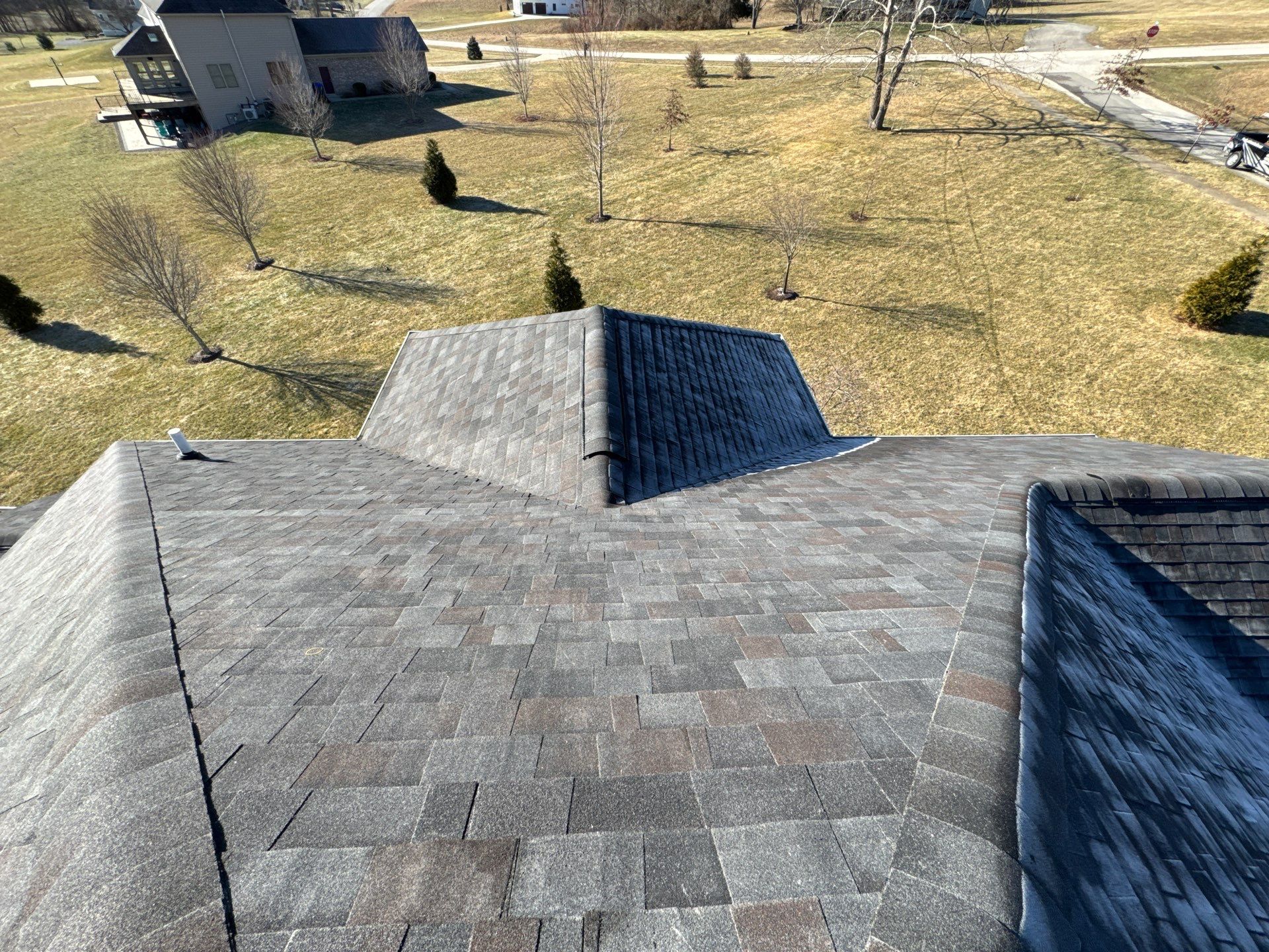 Residential Roofing Installation using Malarkey Vista AR Shingles (Black Oak) by Koontz Construction