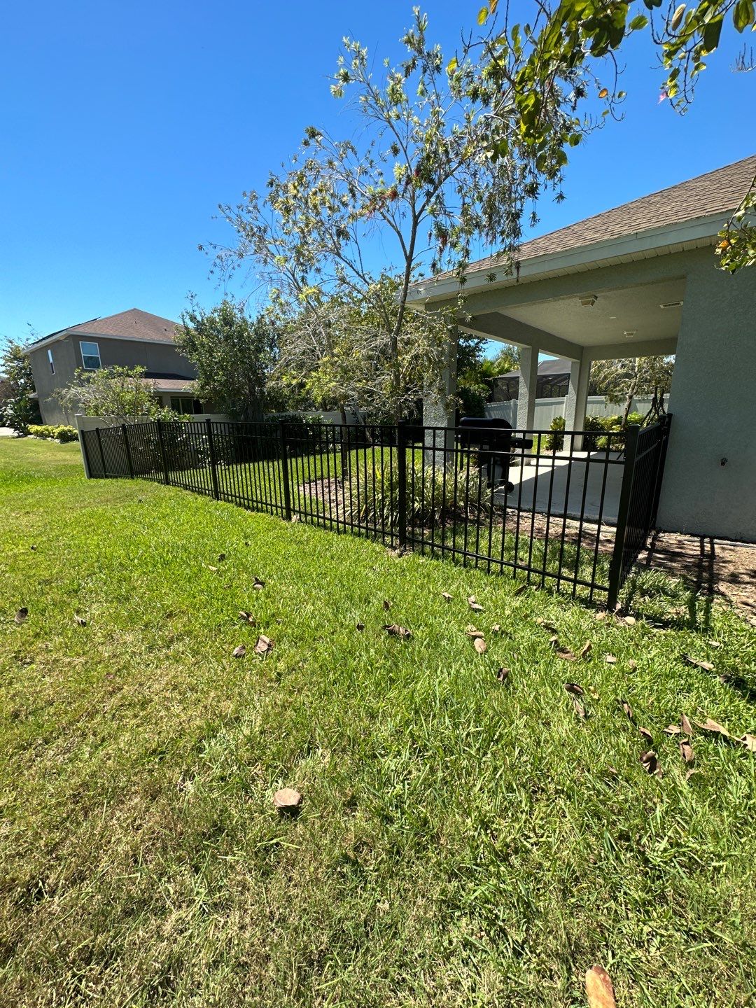 Aluminum Fence Installation using Black 3 Rail Aluminum and Vinyl Privacy Fence  by Asap fence and gates, LLC