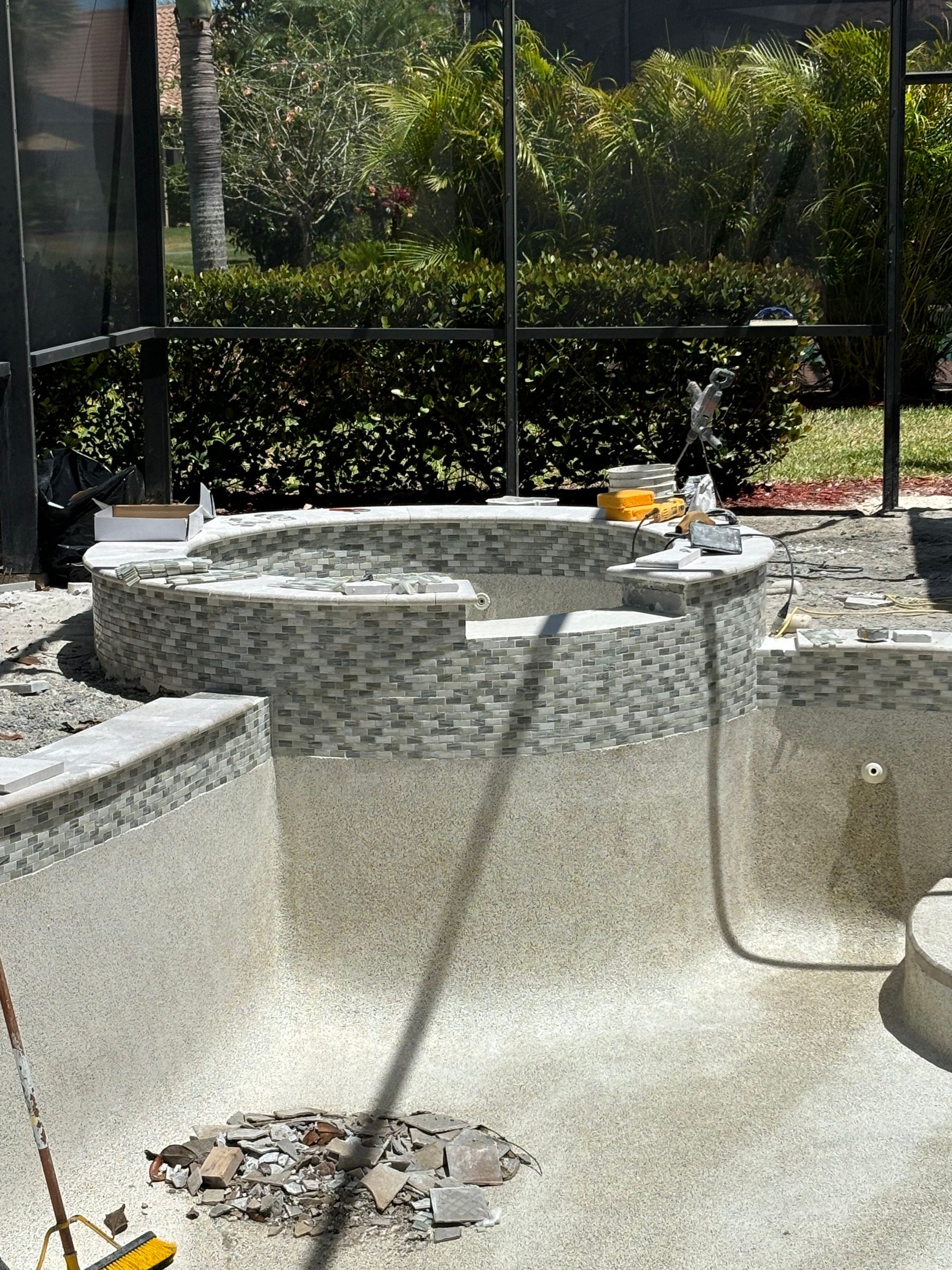 Textured Marble Pool Deck - Bonita National Golf & Country Club by Old Town Pavers Llc