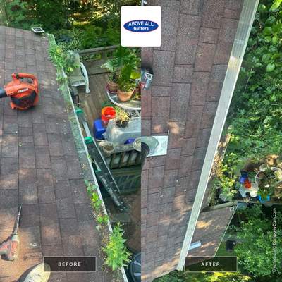 Very overdue gutter cleaning and screening