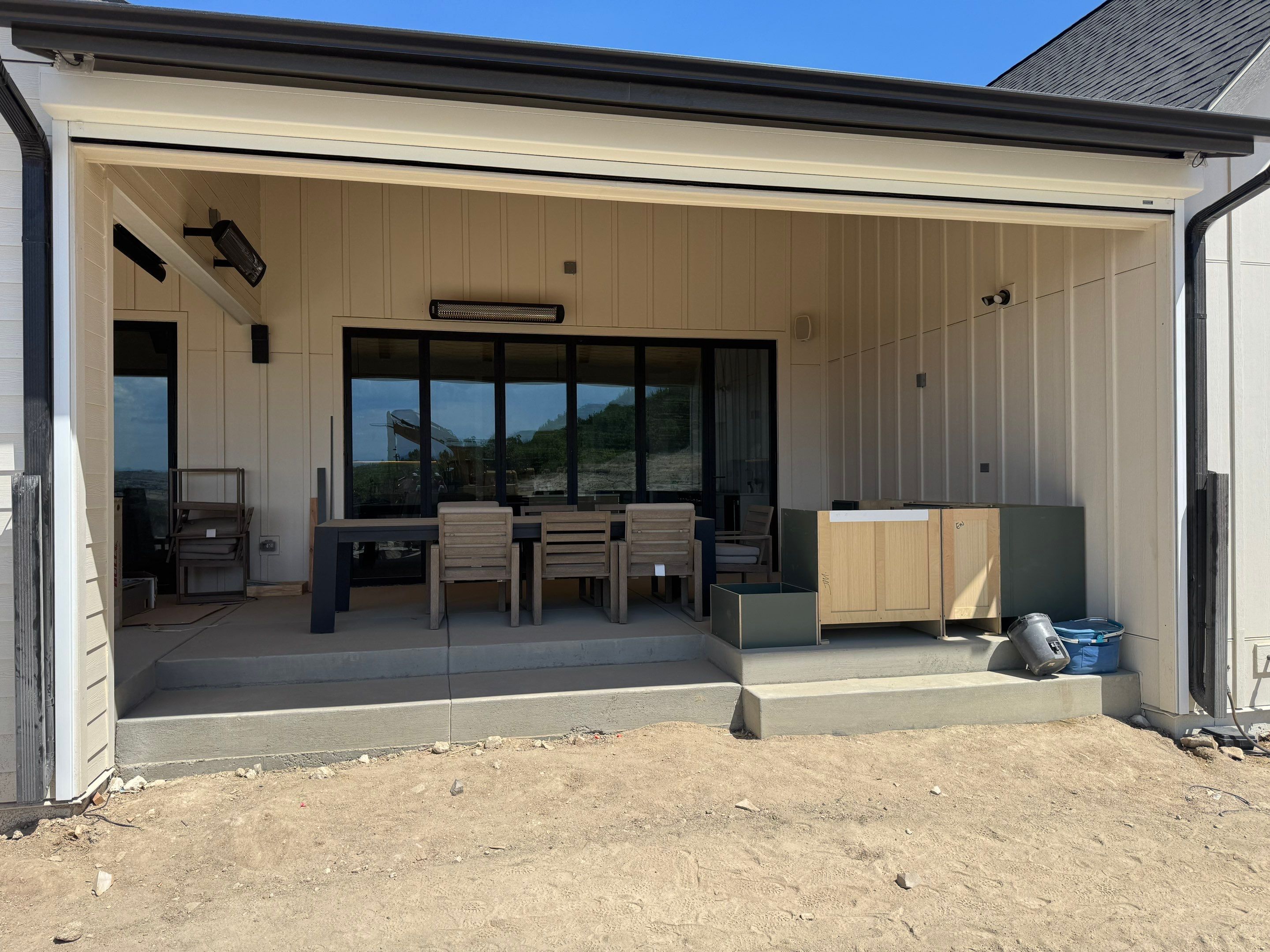 Custom Exterior MagnaTrack Screens for Modern Farmhouse Patio in Castle Rock by Outdoor Solutions Colorado