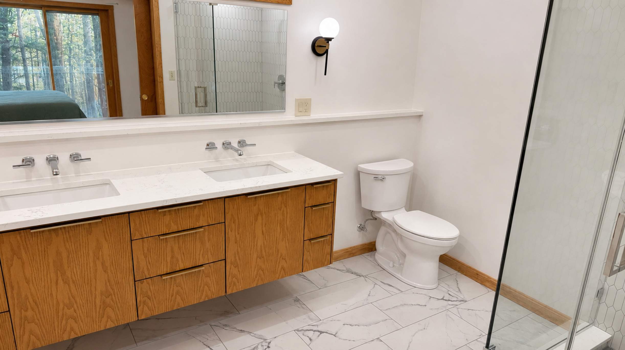 Shalom Master Bathroom Remodel by Integrity Tile and Home LLC