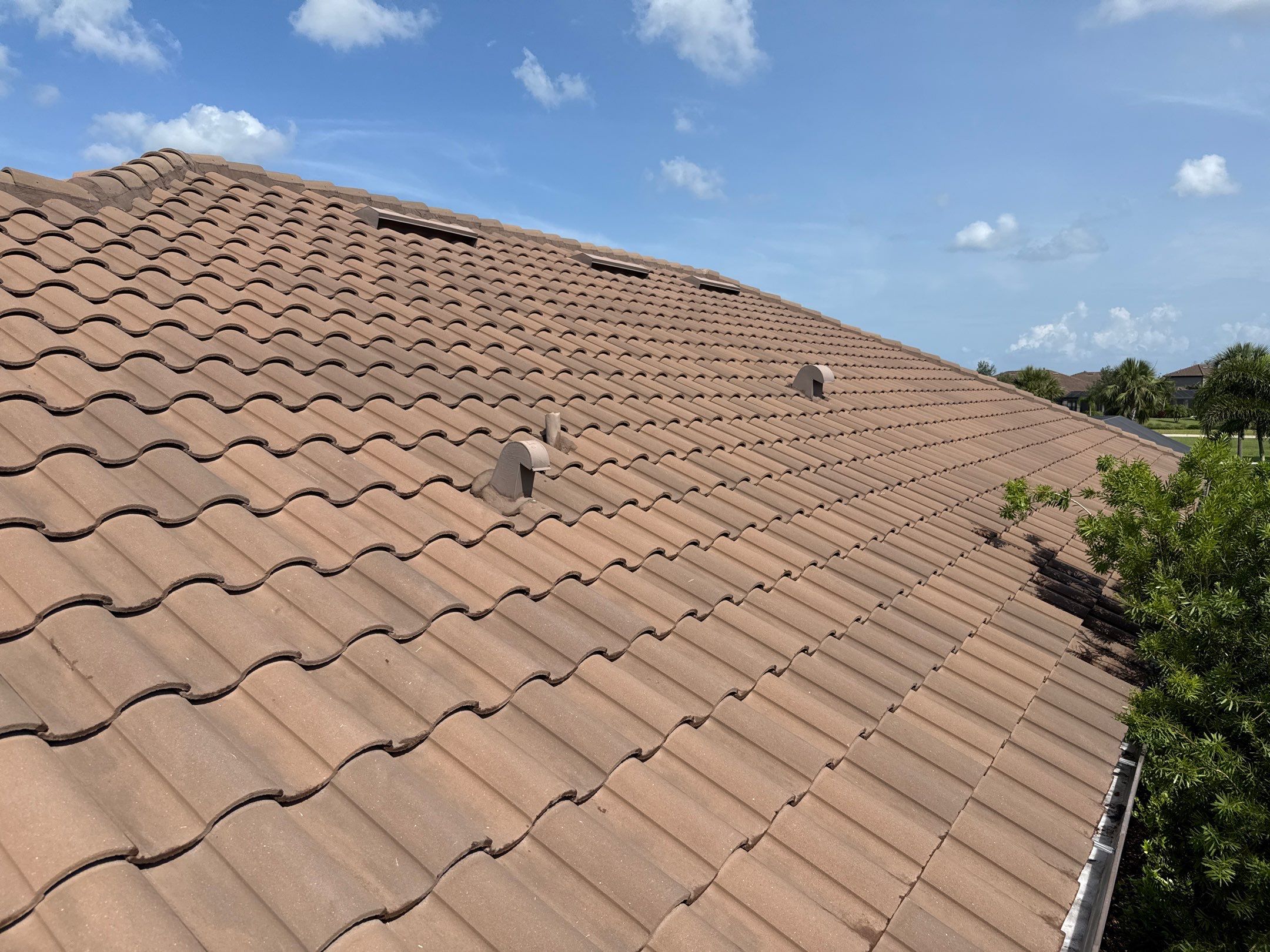 Soft Wash Roof Cleaning – Concrete Tile Roof | Artisan Lakes Esplanade, Palmetto, FL by Sunshine AquaWash