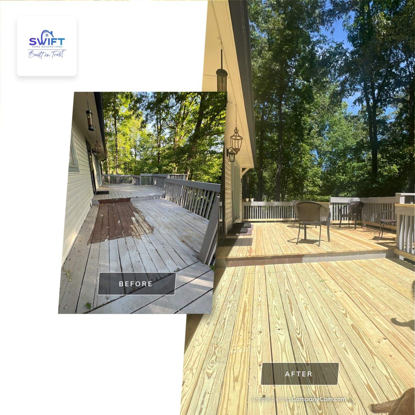 Pressure-Treated Wood Deck Resurfacing and Staircase Reconstruction in Canton by Swift Home Renovations