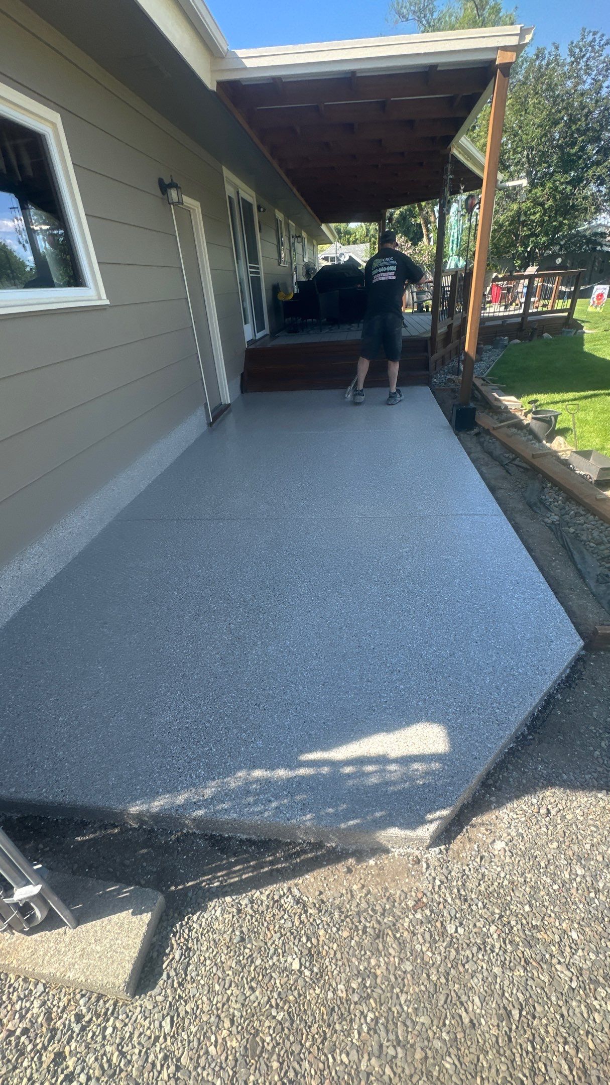 Claystone Hybrid Patio and Walkway Concrete Coating in Spokane Valley by Croc Coatings, LLC
