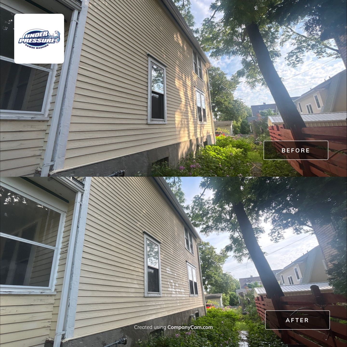 Full exterior wood softwashing cleaning in Madison for paint prep! by Under Pressure Power Washing