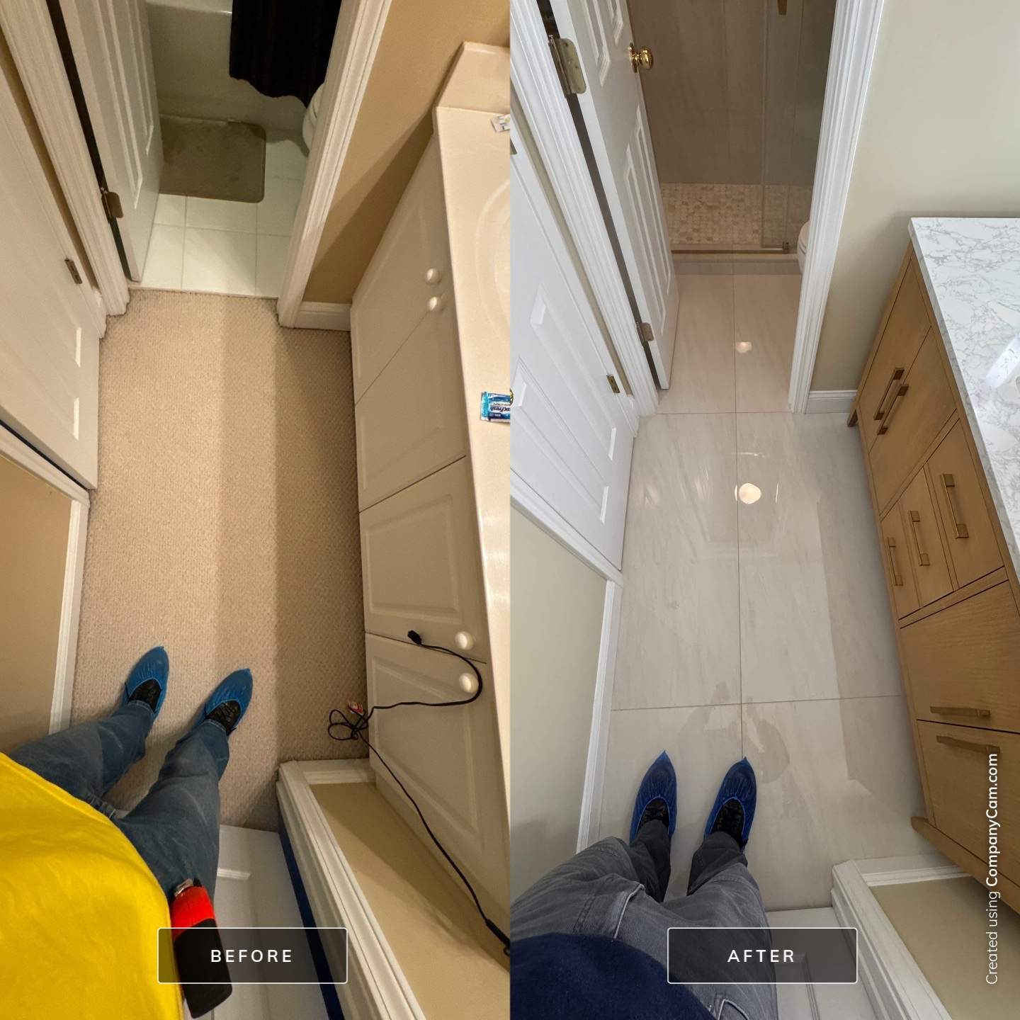 Jack and Jill bathroom renovation by Prudencio