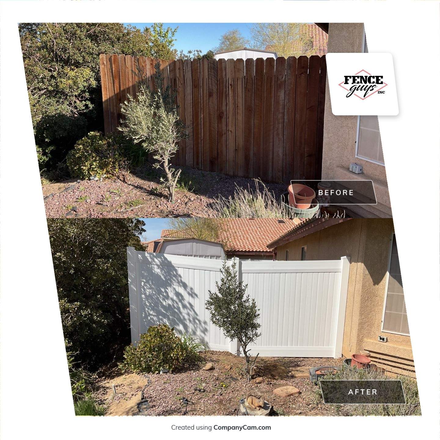 Fence installation using vinyl material by Fence Guys Inc. 