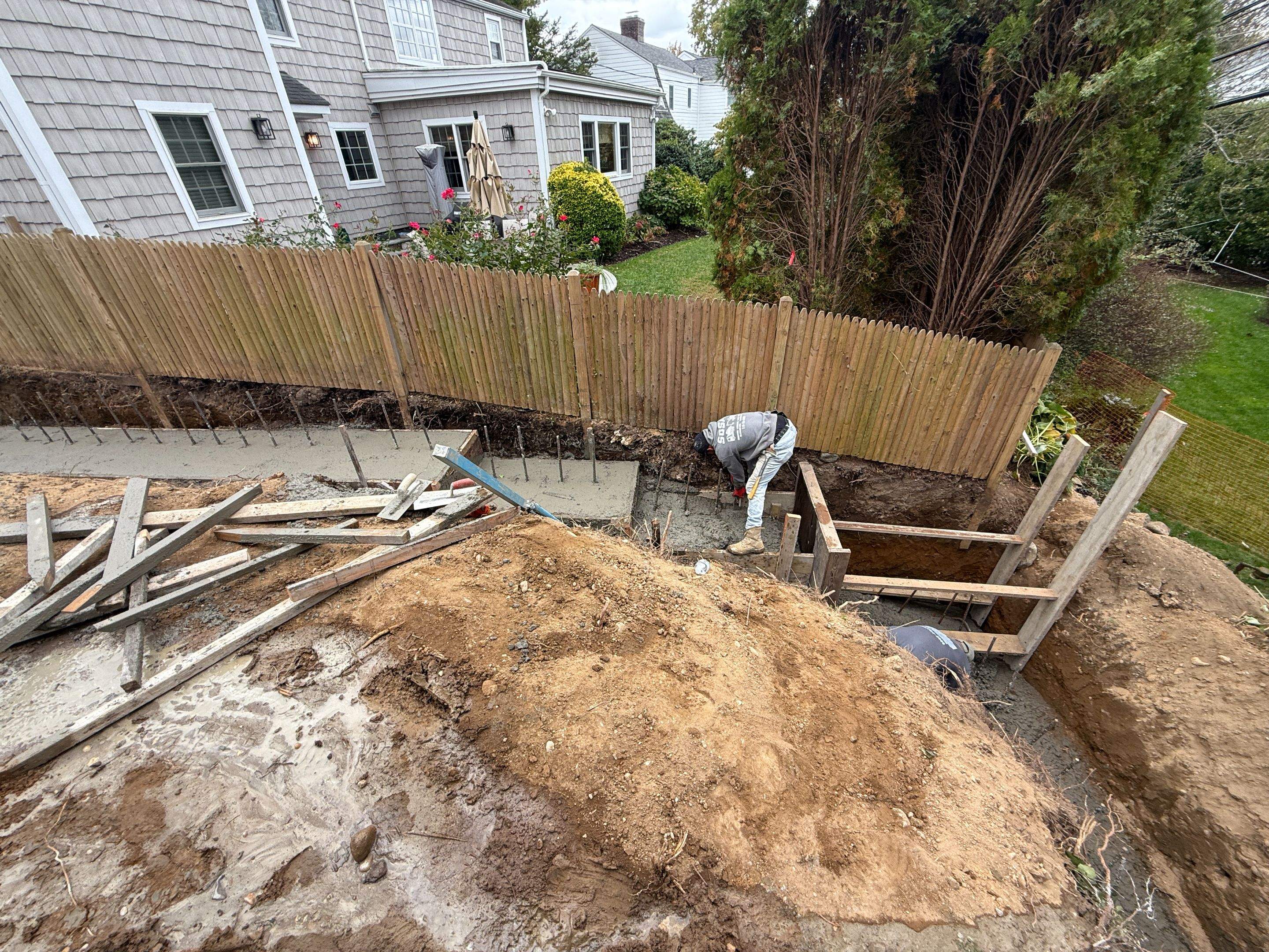 Concrete Retaining Wall Construction in Port Washington by Medina Design & Development Group