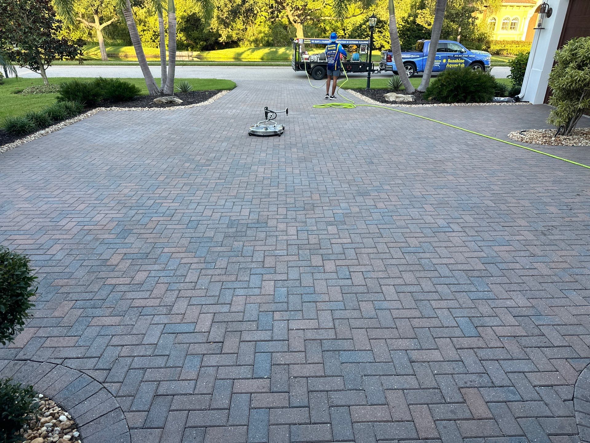 Paver Driveway Cleaning in Winding River Community, Bradenton, FL by Sunshine AquaWash