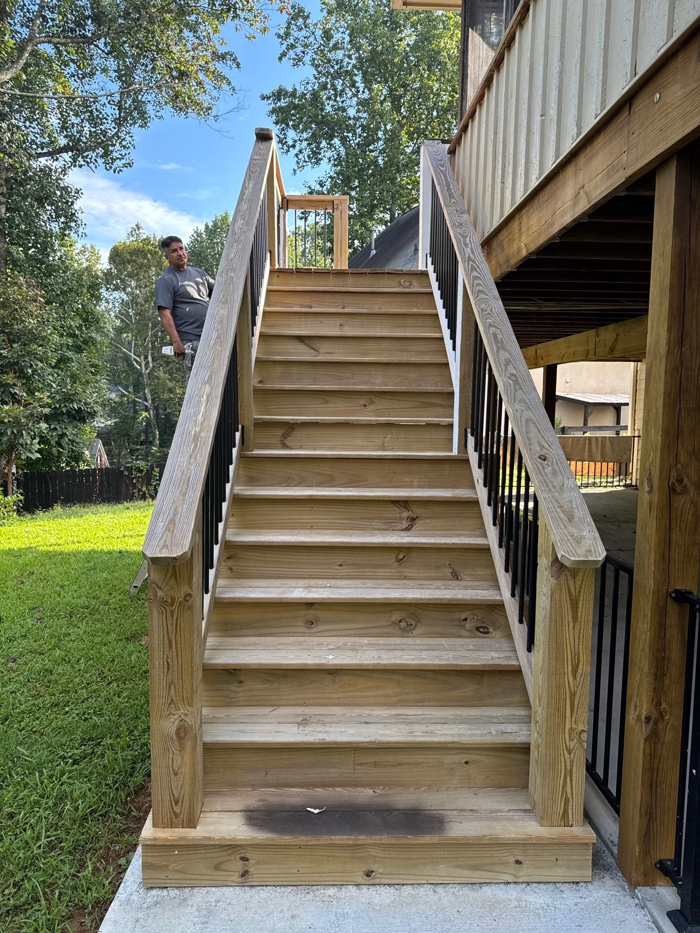 Modern Deck and Staircase Refinishing in Acworth, Georgia by Swift Home Renovations