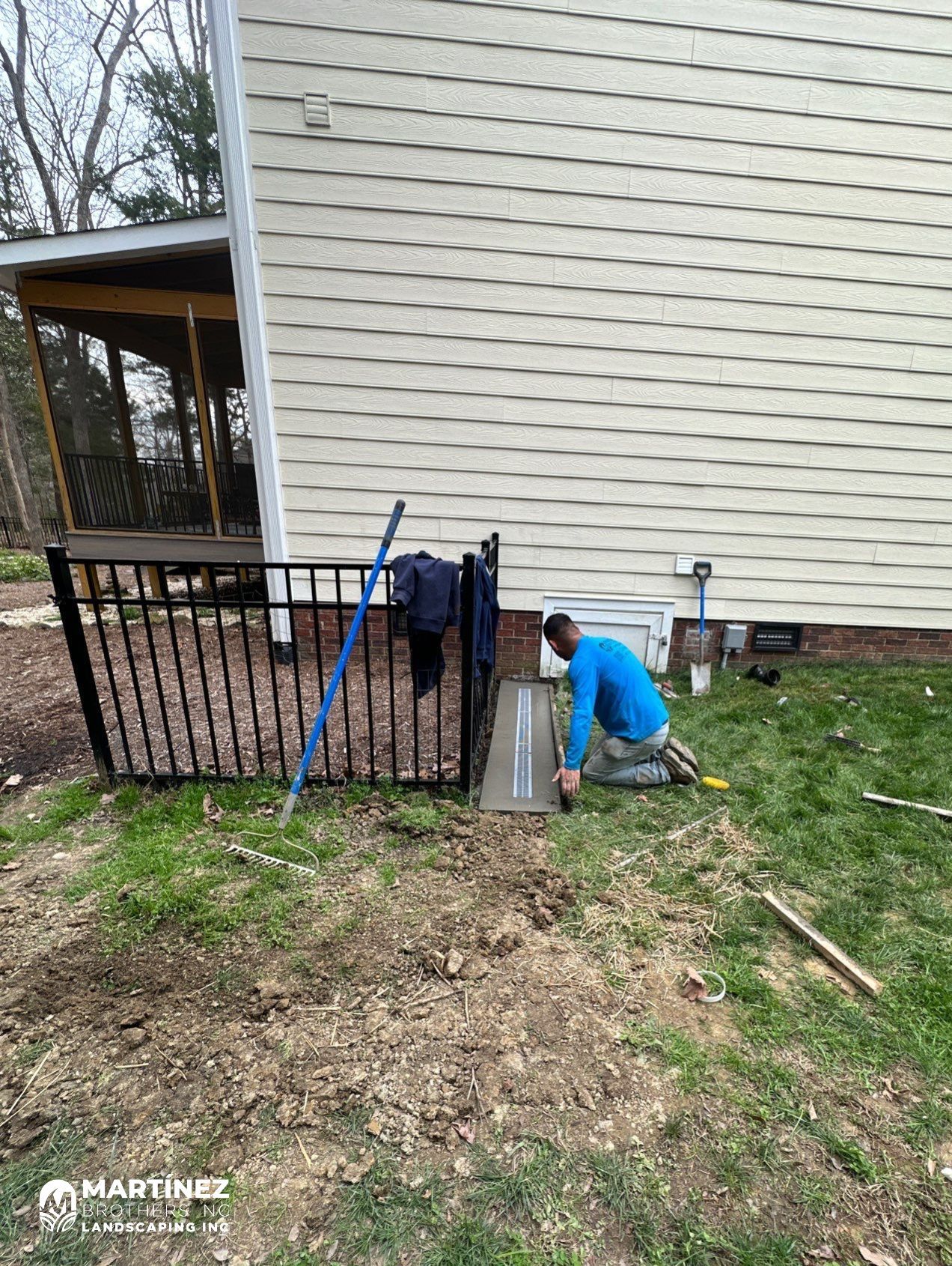 Channel drain installation Durham by Martinez Brother’s Nc Landscaping Inc