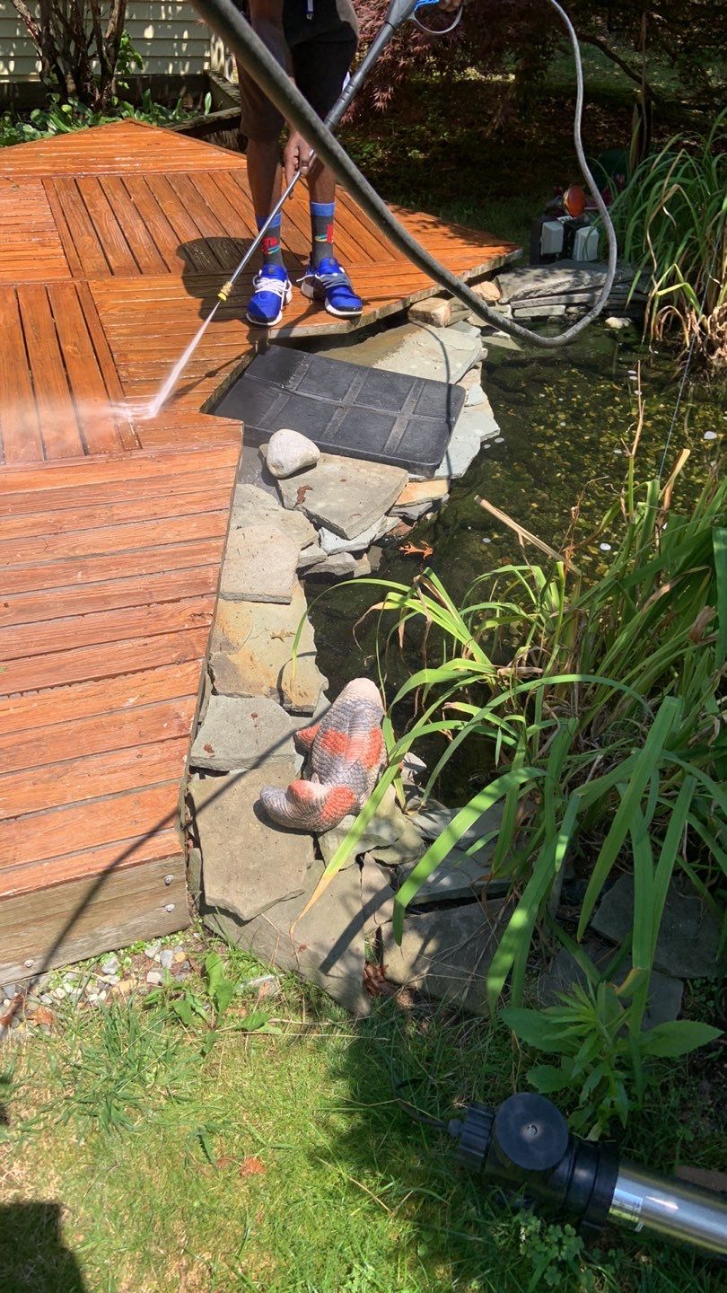Deck Refinishing Using Powerwasher by A1 NERDY HOMES LLC