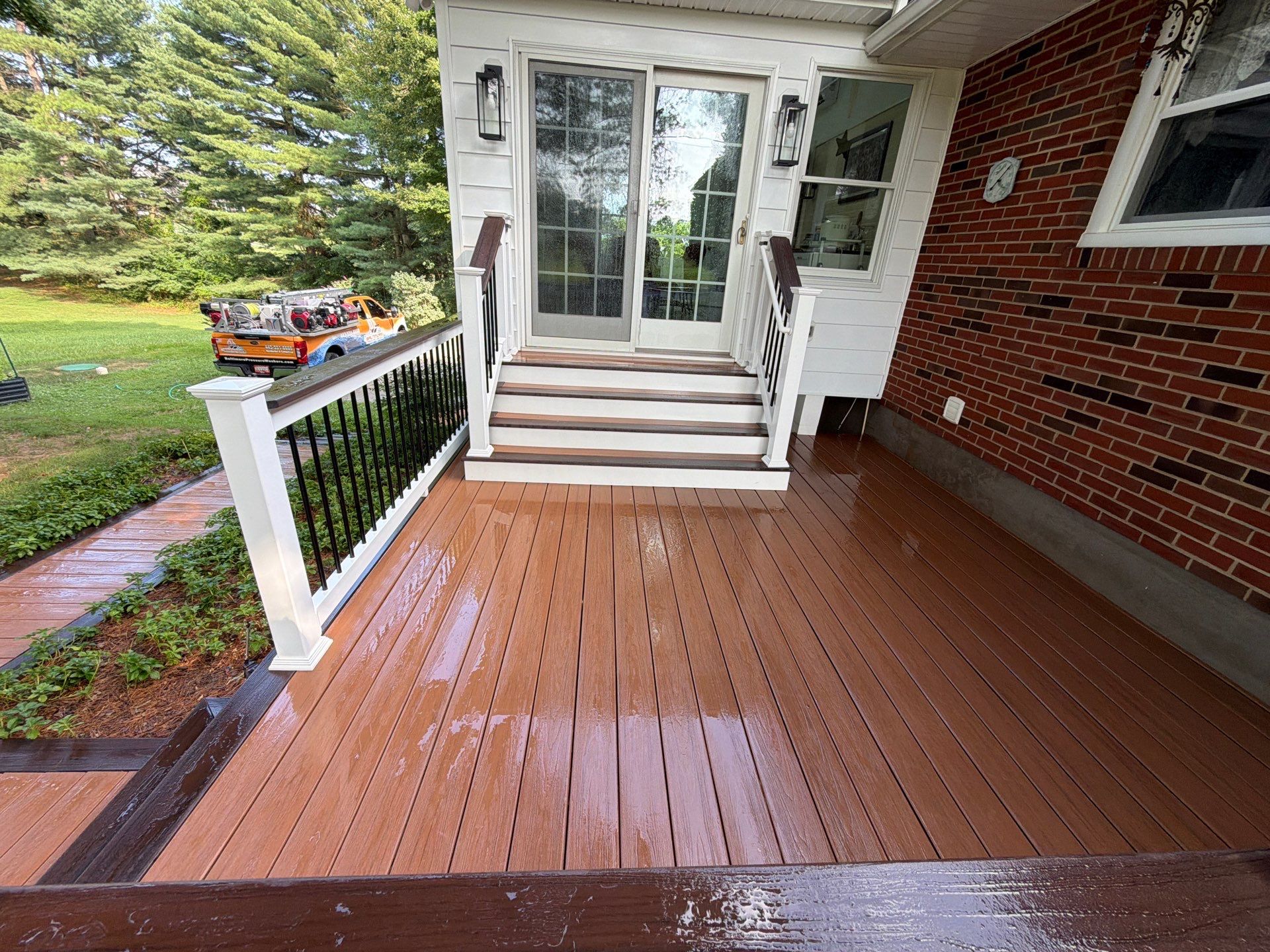 Composite Deck Construction and Exterior Walkway in Sykesville by Baltimore Pressure Washers Inc.
