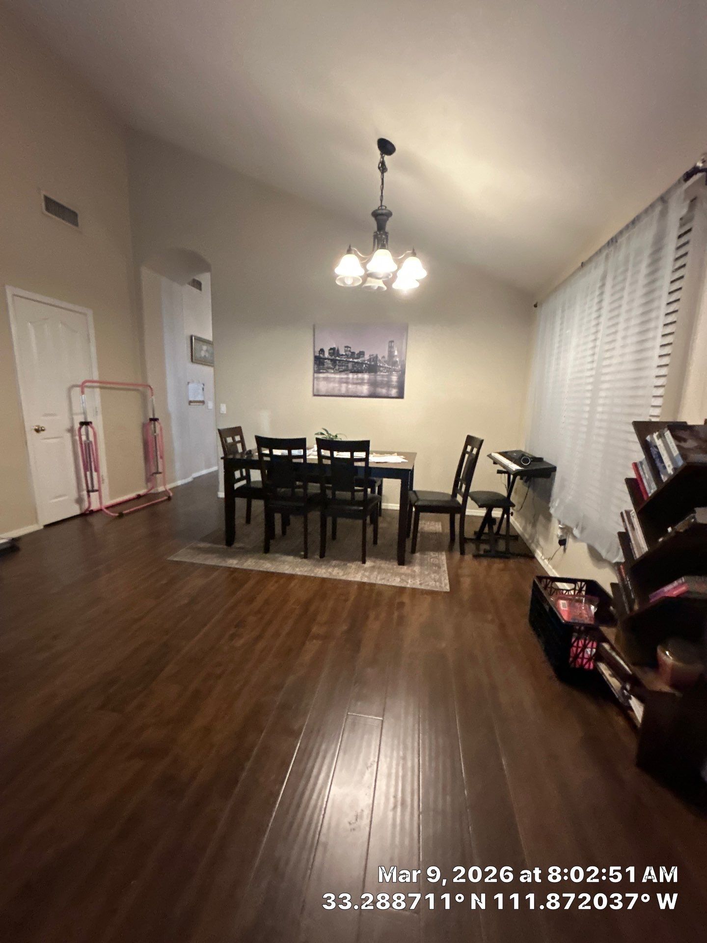 Interior Dining Room Renovation with Dark Wood Flooring by CompanyCam Sales Demo