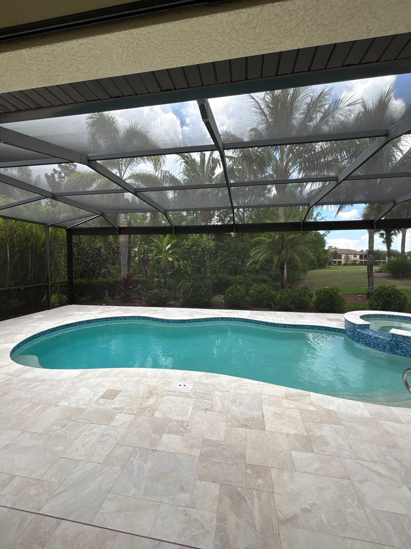 Textured Marble Pool Deck - Bonita National Golf & Country Club by Old Town Pavers Llc
