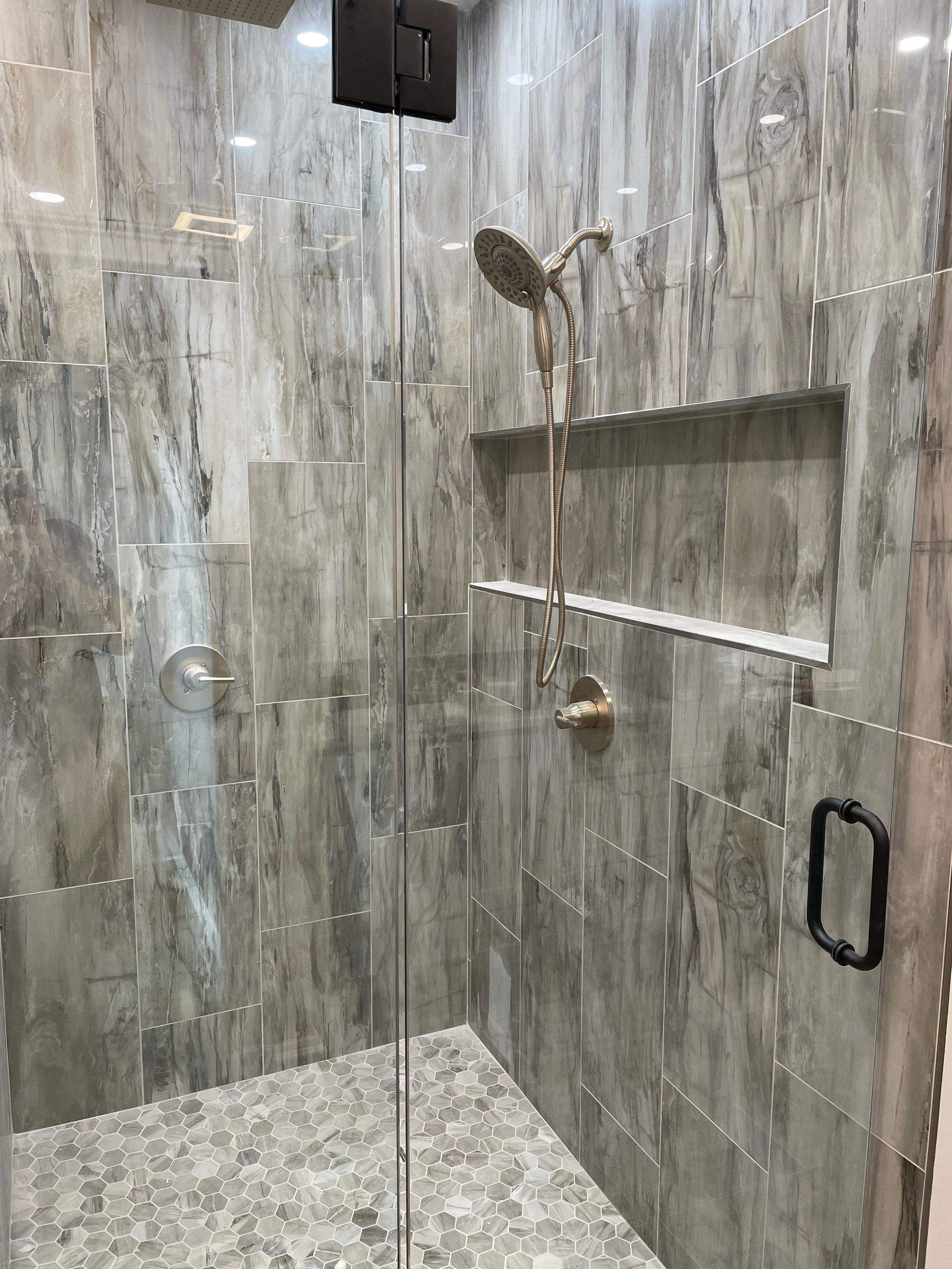 Georgeous Master Bath with heated floors by Footprints Bath and Tile of East Atlanta