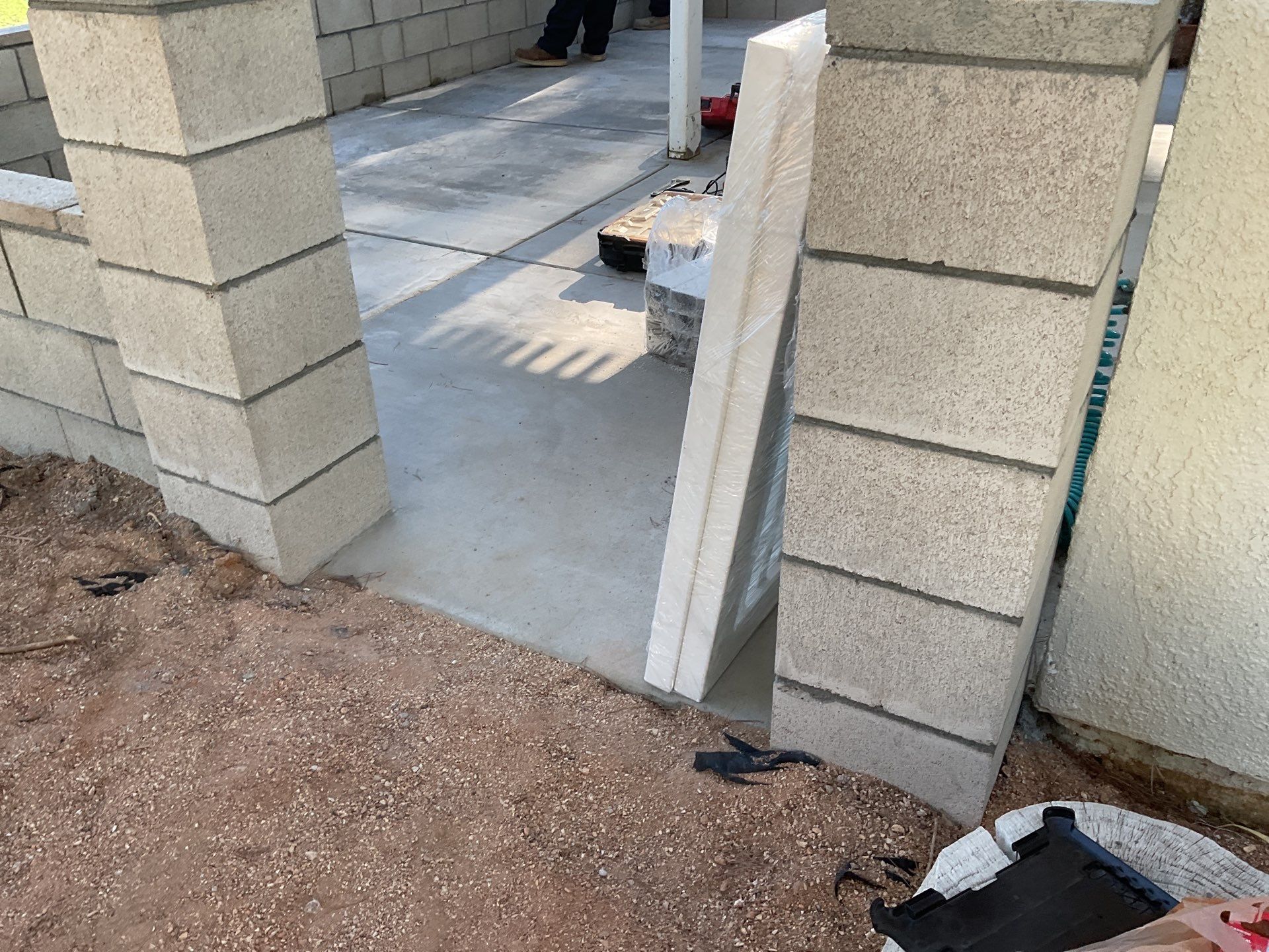 White Box Picket Fence on top of block wall  by Fence Guys Inc. 