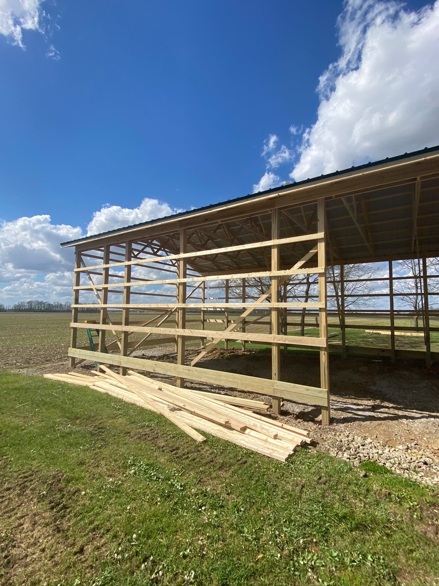 Multi-Bay Custom Pole Barn Construction in Arlington, Indiana by The Barn Builders 
