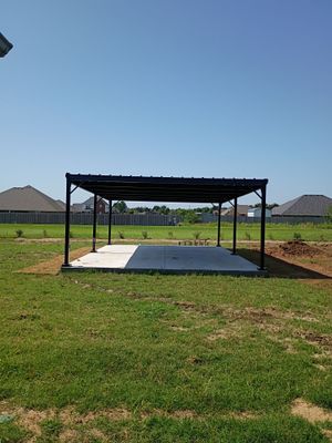 Custom Metal Pergola , Live Fence , Irrigation, Concrete, And Landscape