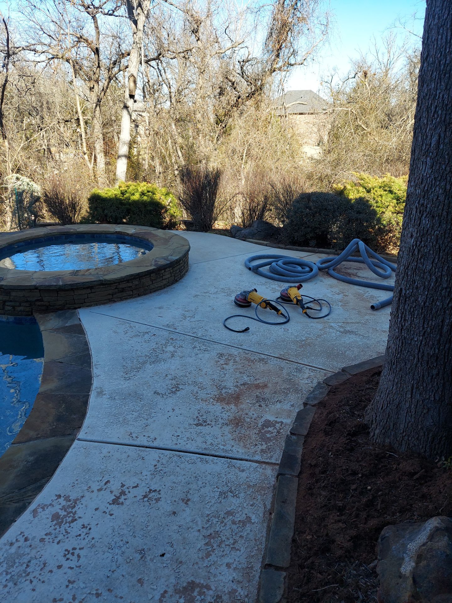 Pool Deck Install with Pebble Beach by Copperhead Coatings