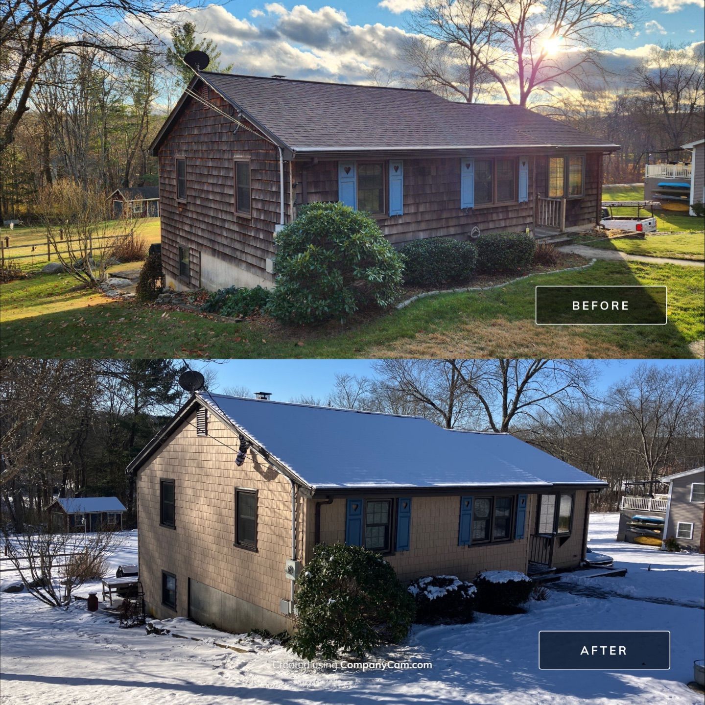Cedar siding update with Cert. Cedar Impressions D/7 Perfection, Straight Bottom, Natural Blend by DiGiorgi Roofing and Siding Inc