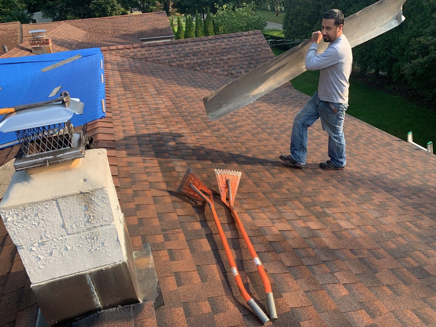 Residential Roofing Installation using Owens Corning Duration Brownwood by A Plus Exterior