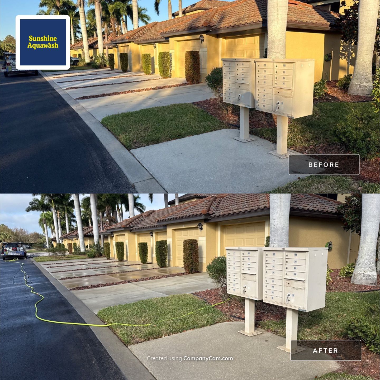 HOA Condo Concrete Driveway & Sidewalk Cleaning – River Strand Community, Bradenton, FL by Sunshine AquaWash