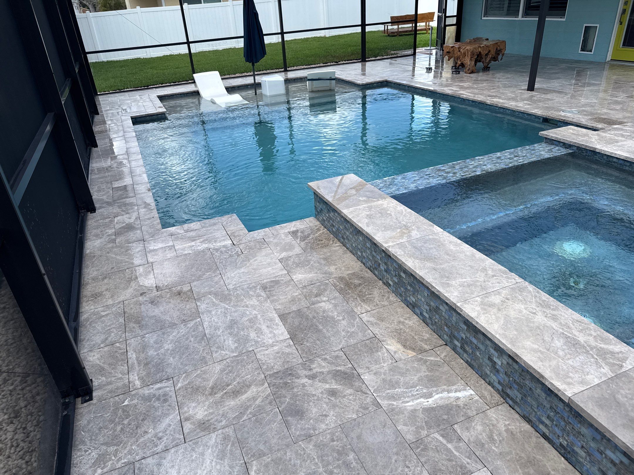 Travertine Pool Deck, Lanai & Screen Enclosure Cleaning Near Manatee River | Bradenton, FL by Sunshine AquaWash
