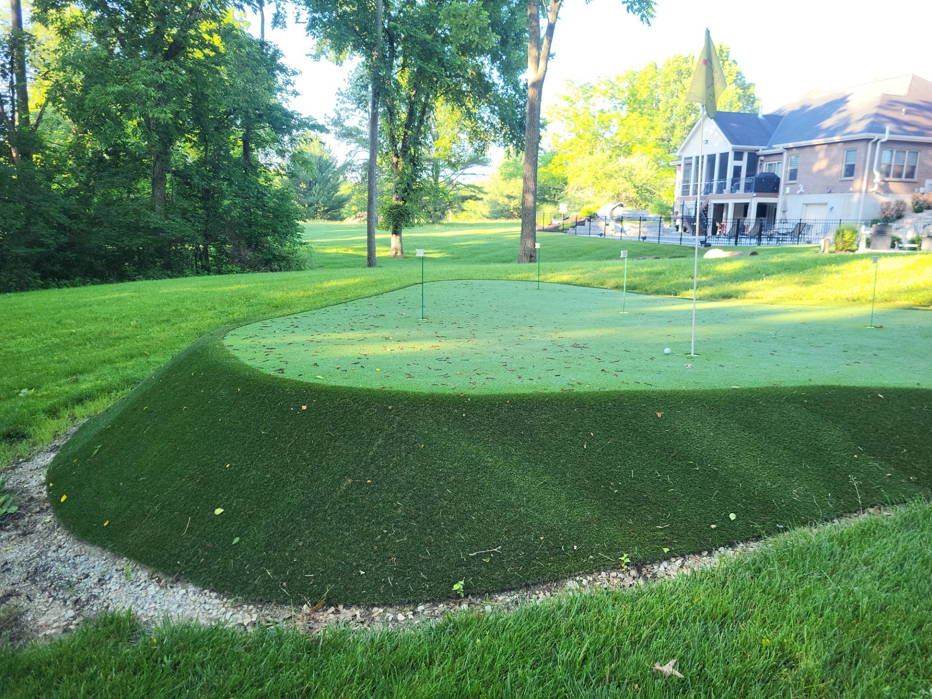 Residential Synthetic Turf Putting Green Installation in Burlington, KY by Southwest Greens Midwest