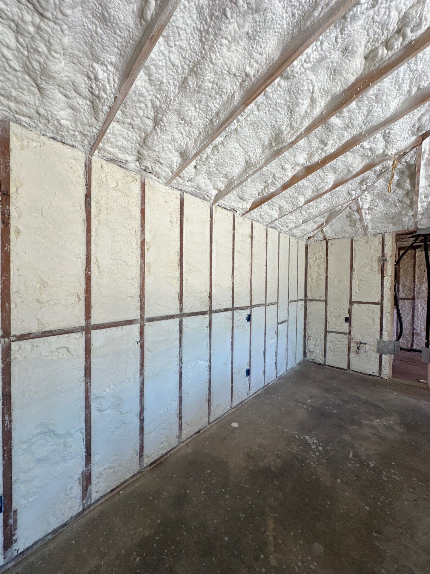 Open cell spray foam job completed at this home addition in Plano, TX by Apex Insulation Solutions