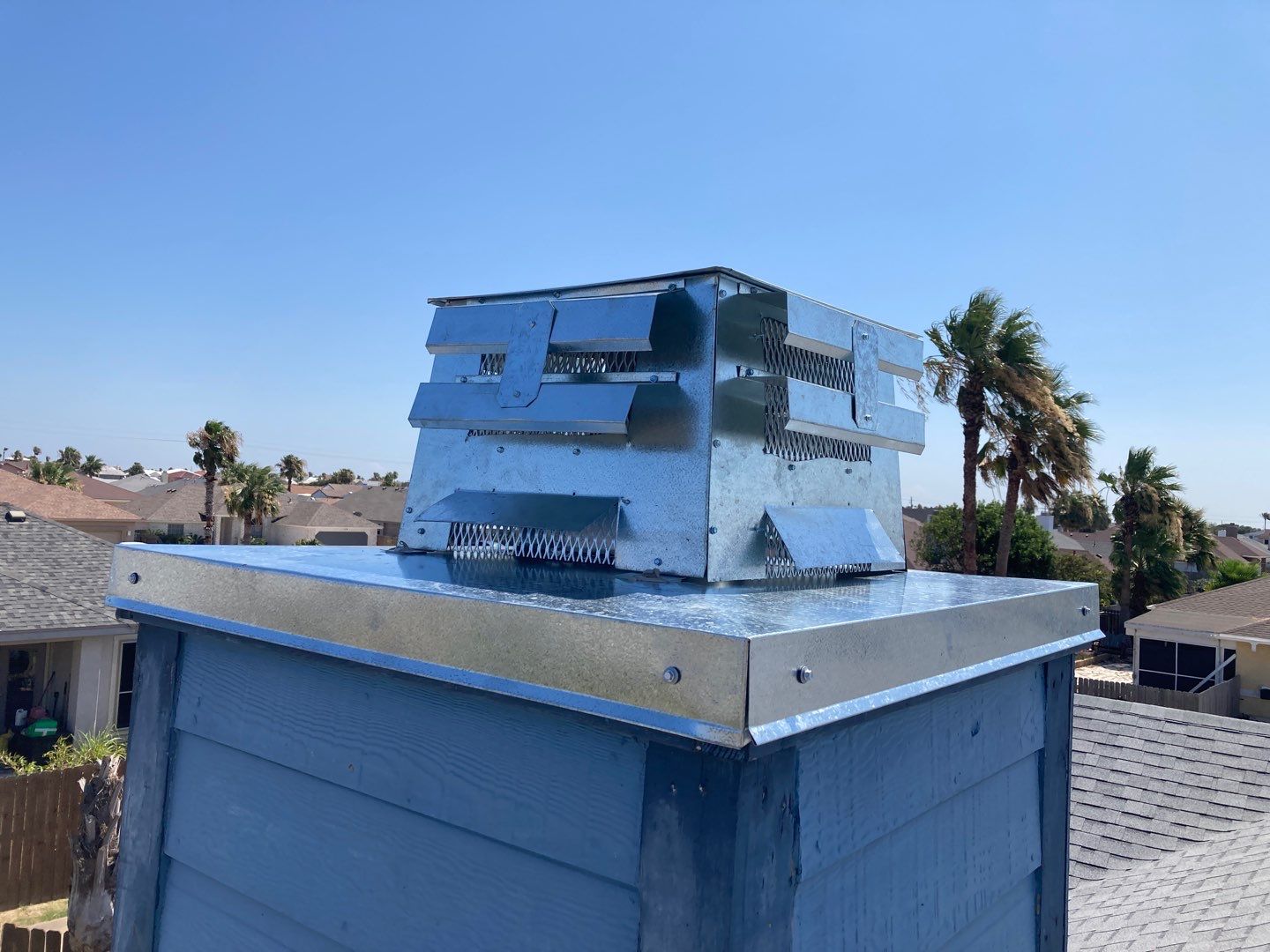 Chimney Cap & Chase Replacement using Custom Fabricated Galvanized Metal by Lighthouse Roofing