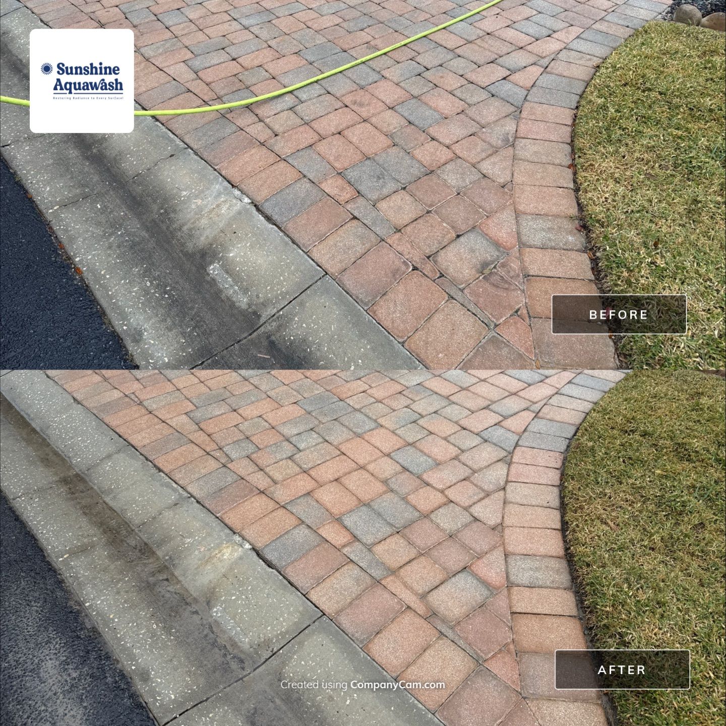 Oil & Tar Removal from Paver Driveway & Entryway by Sunshine AquaWash