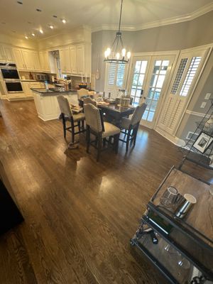 Dark Walnut Hardwood Floor Refinishing and Cabinet Painting in Atlanta