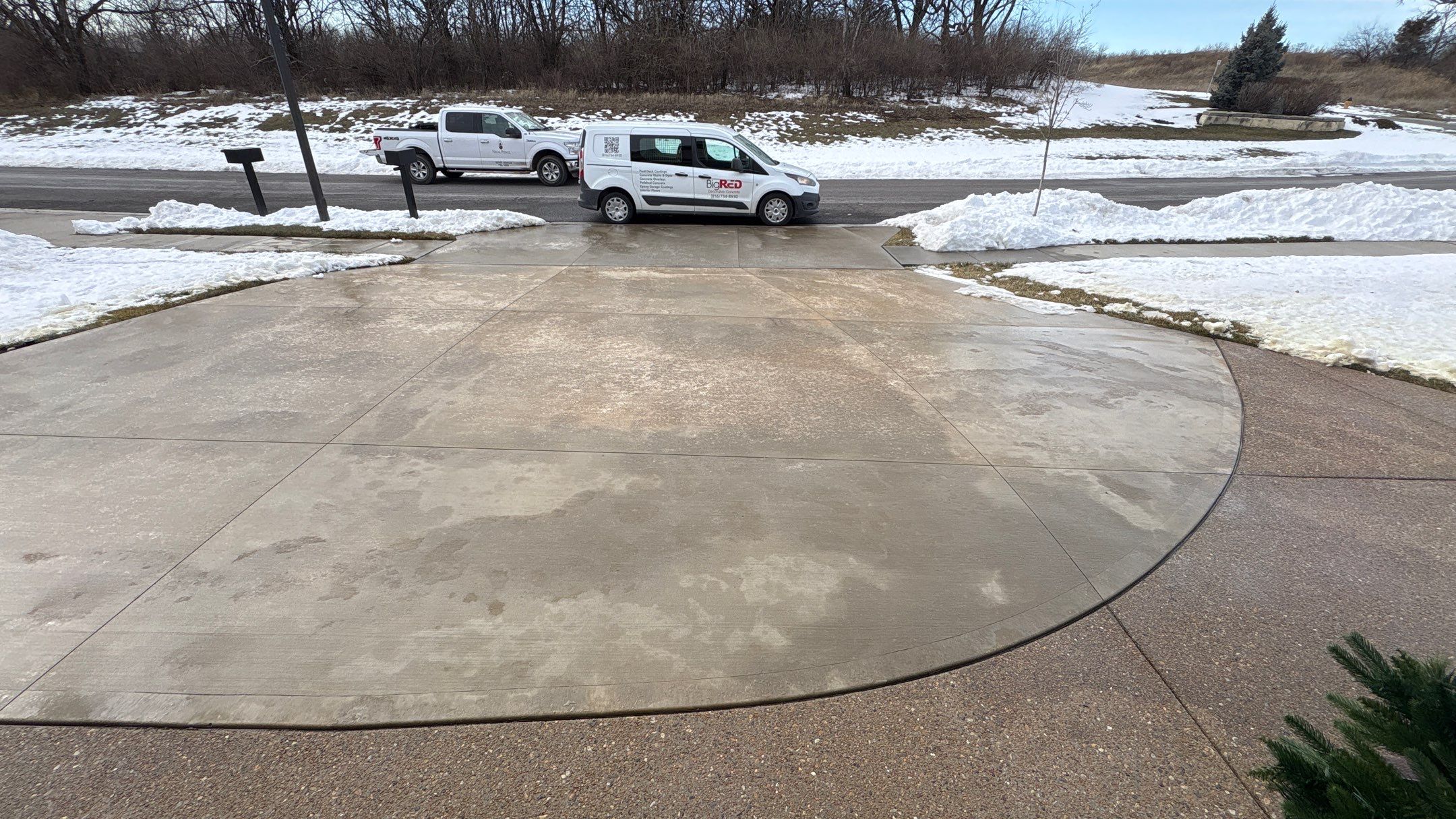 Two-Tone Driveway Resurface - Olathe, KS by Big Red Decorative Concrete, LLC