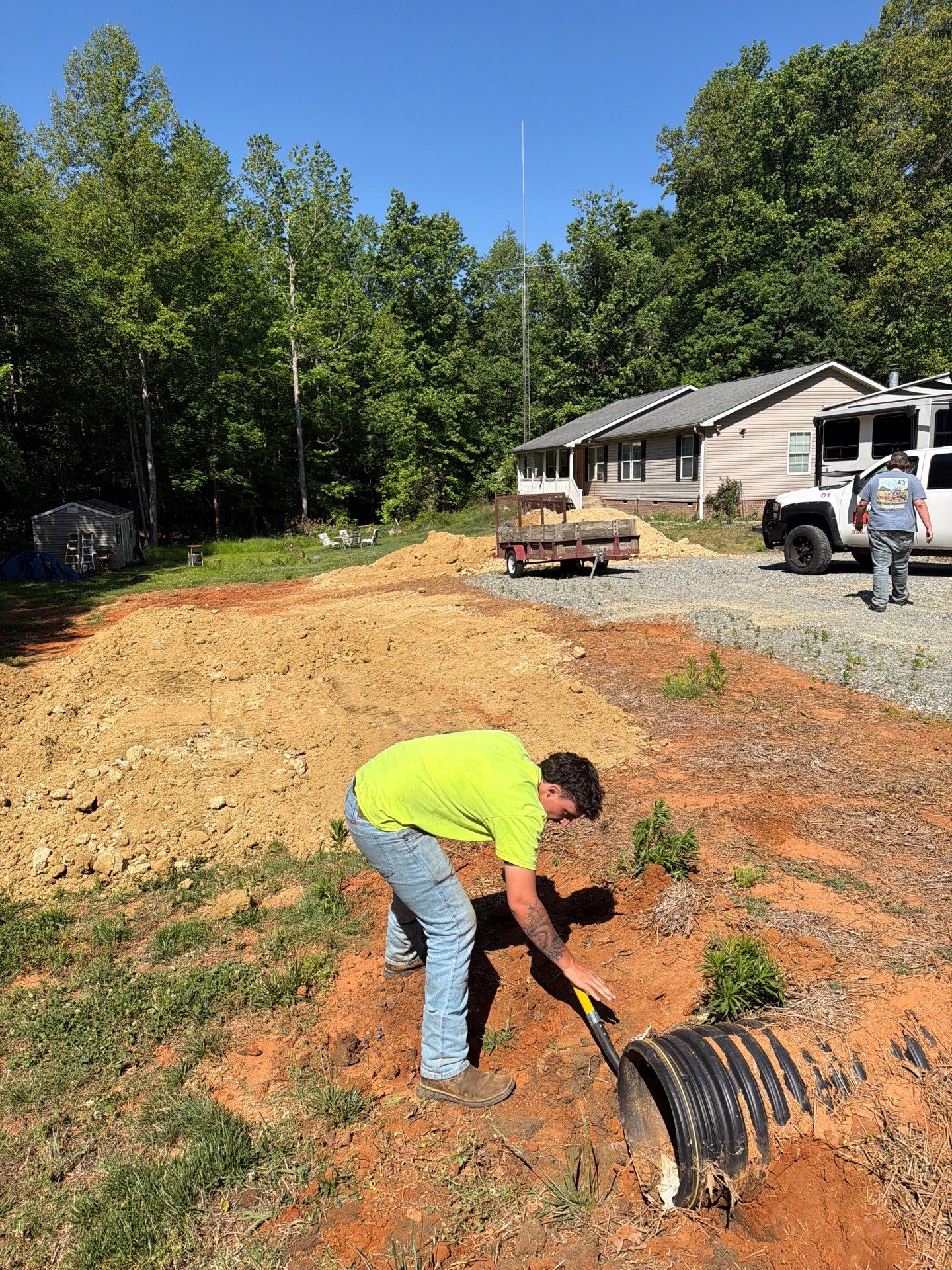 Residential Site Grading and Stormwater Drainage Installation in Thomasville by Four Oaks Grading and Septic, LLC