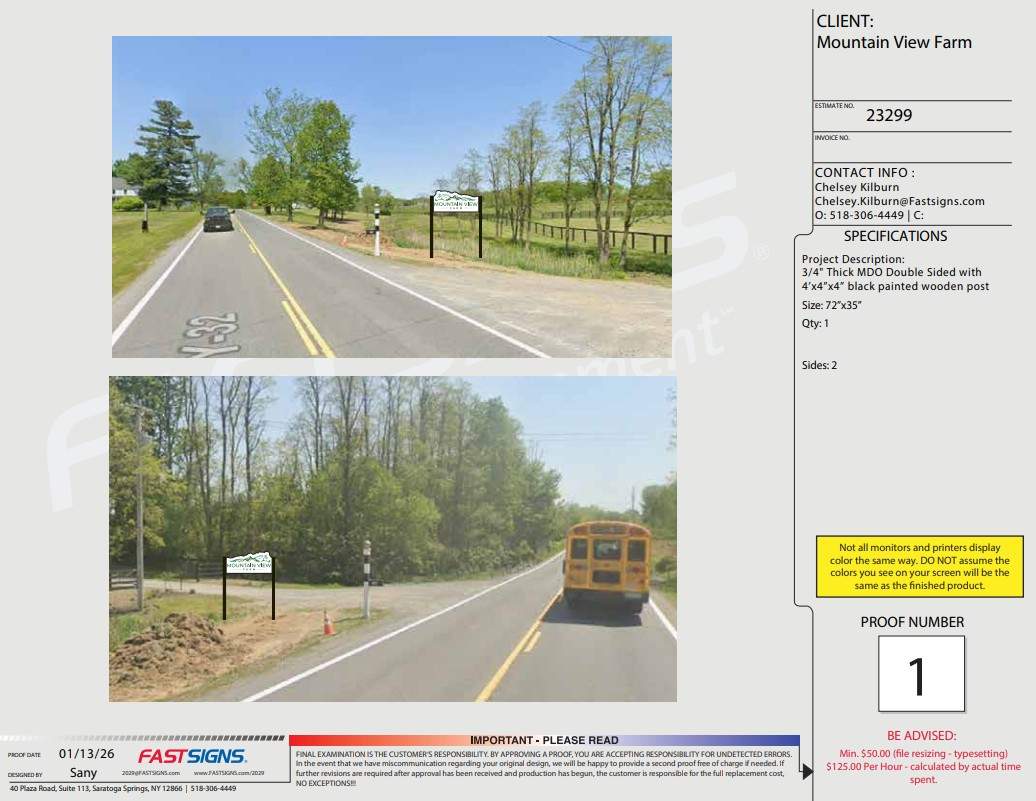 Mountain View Farm MDO Sign Installation in Gansevoort, NY by FASTSIGNS of Saratoga Springs