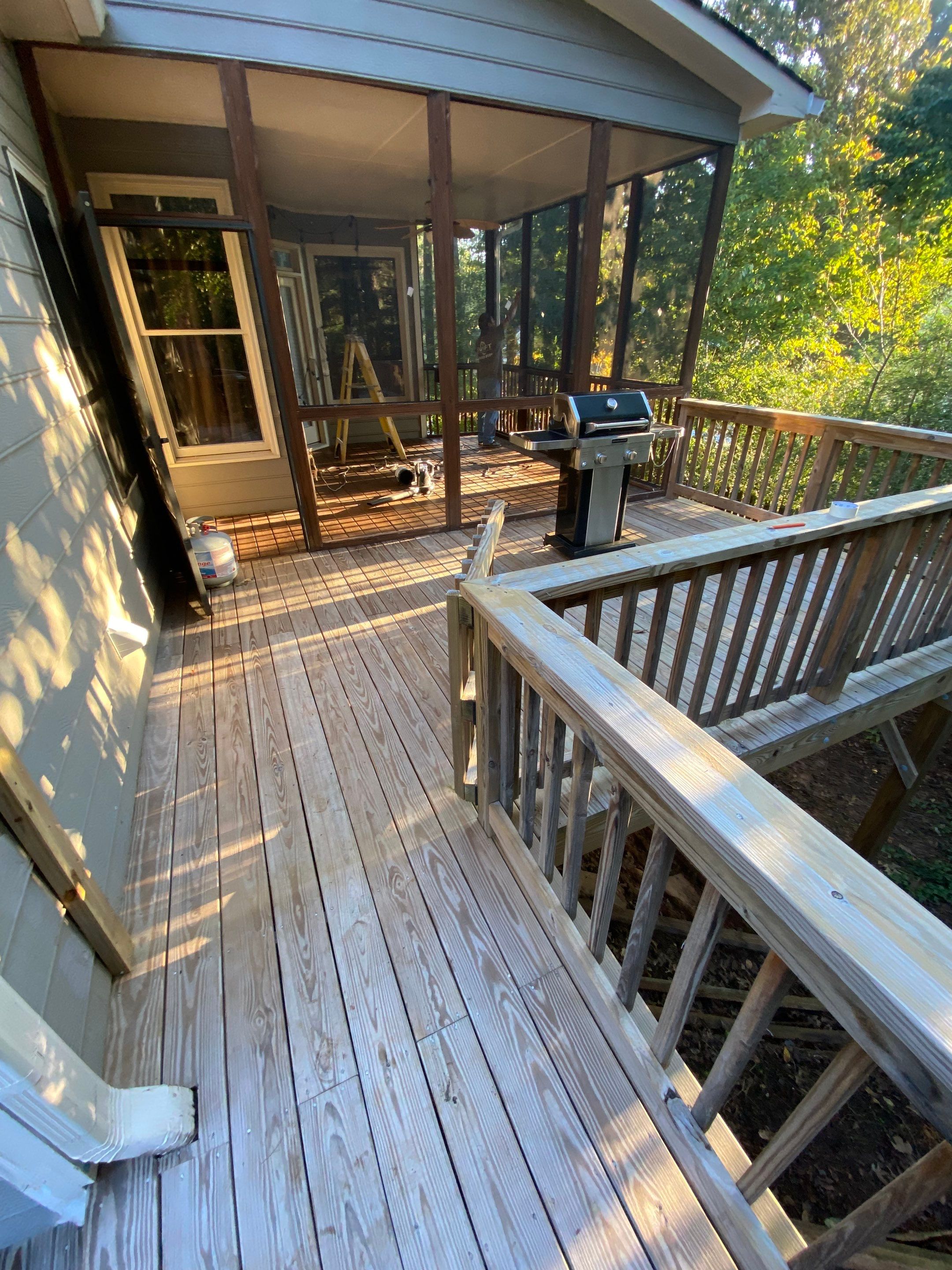 Wood Deck and Screened-In Porch Staining in Woodstock by Swift Home Renovations
