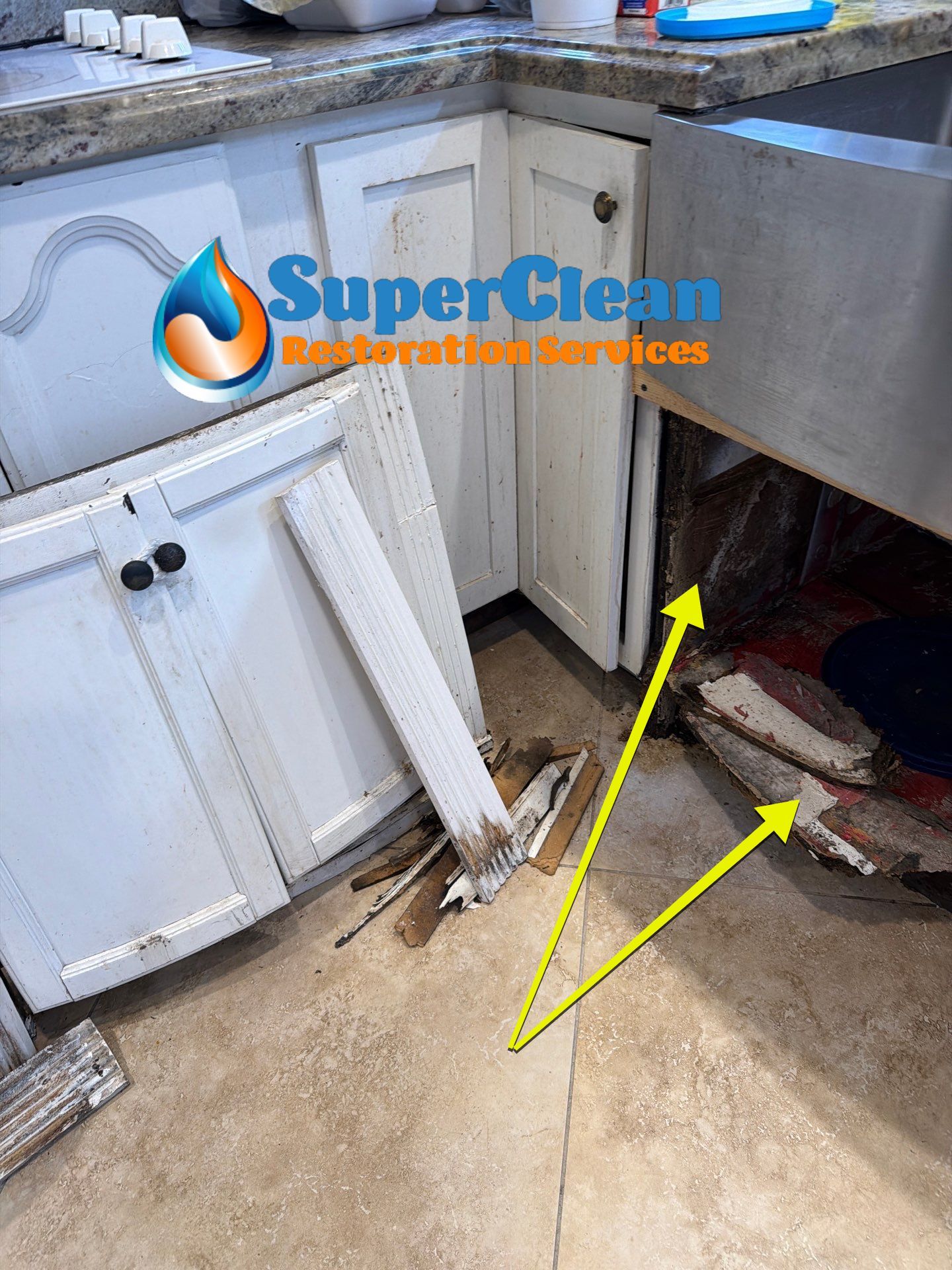 Kitchen Water Damage Restoration and Cabinet Mitigation on Ocean Blvd by SuperClean